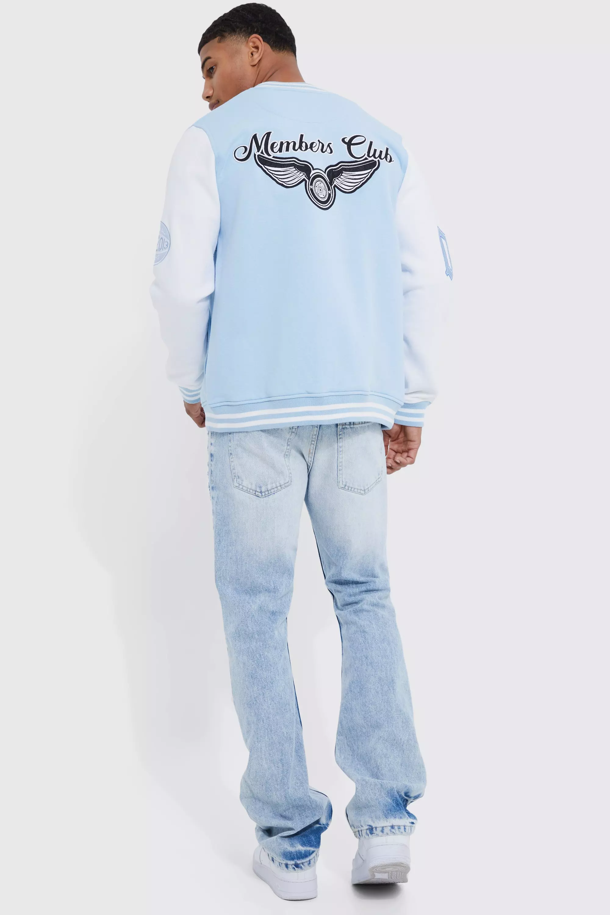Light blue Regular Fit Members Club Applique Varsity Jacket alternative image