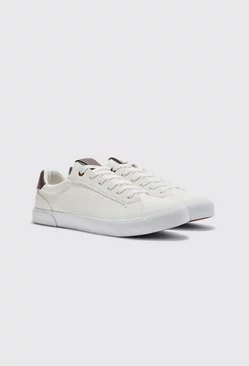 White Smart Faux Leather Sneakers