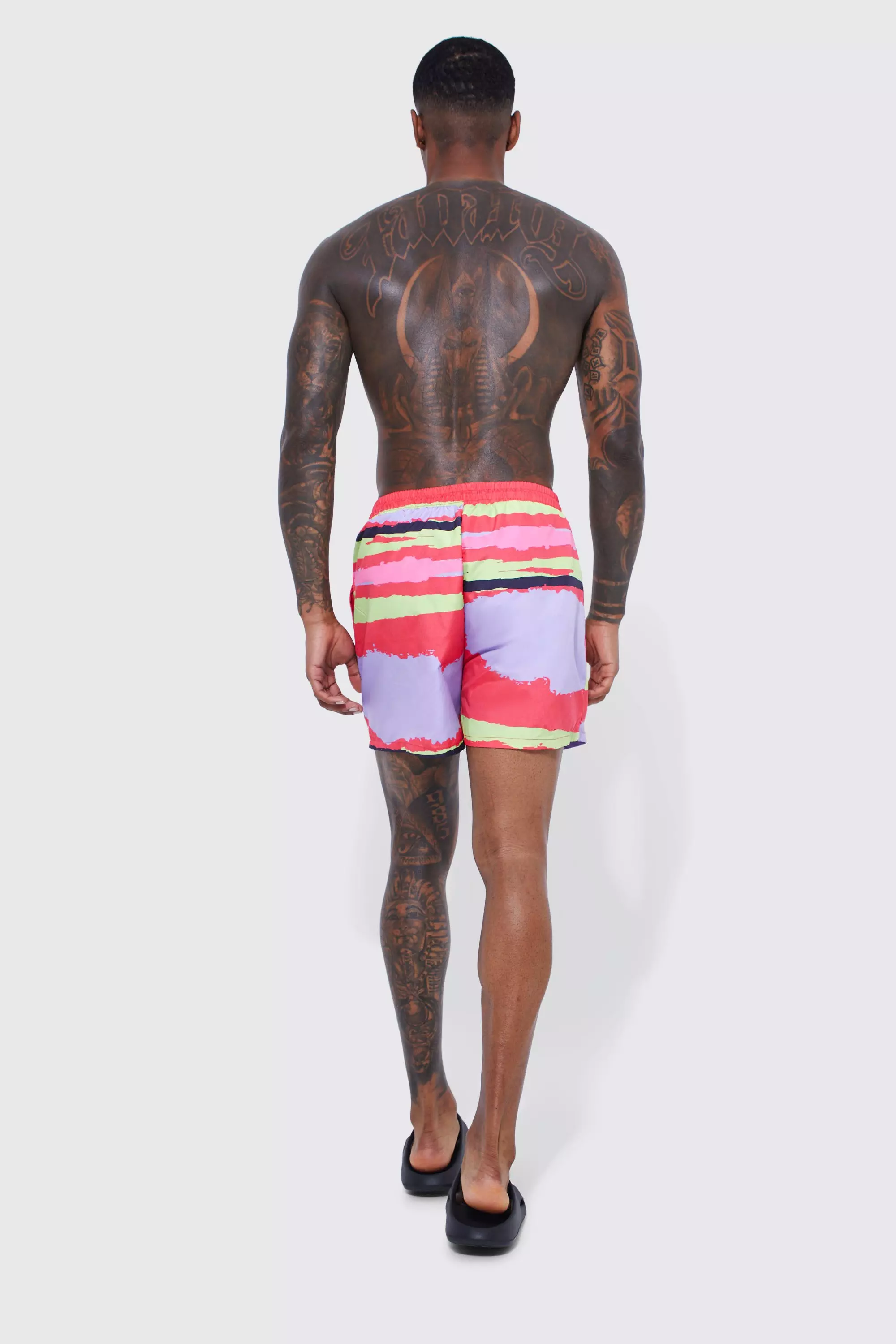 Lilac Short Length Blurred Stripe Swim Shorts alternative image