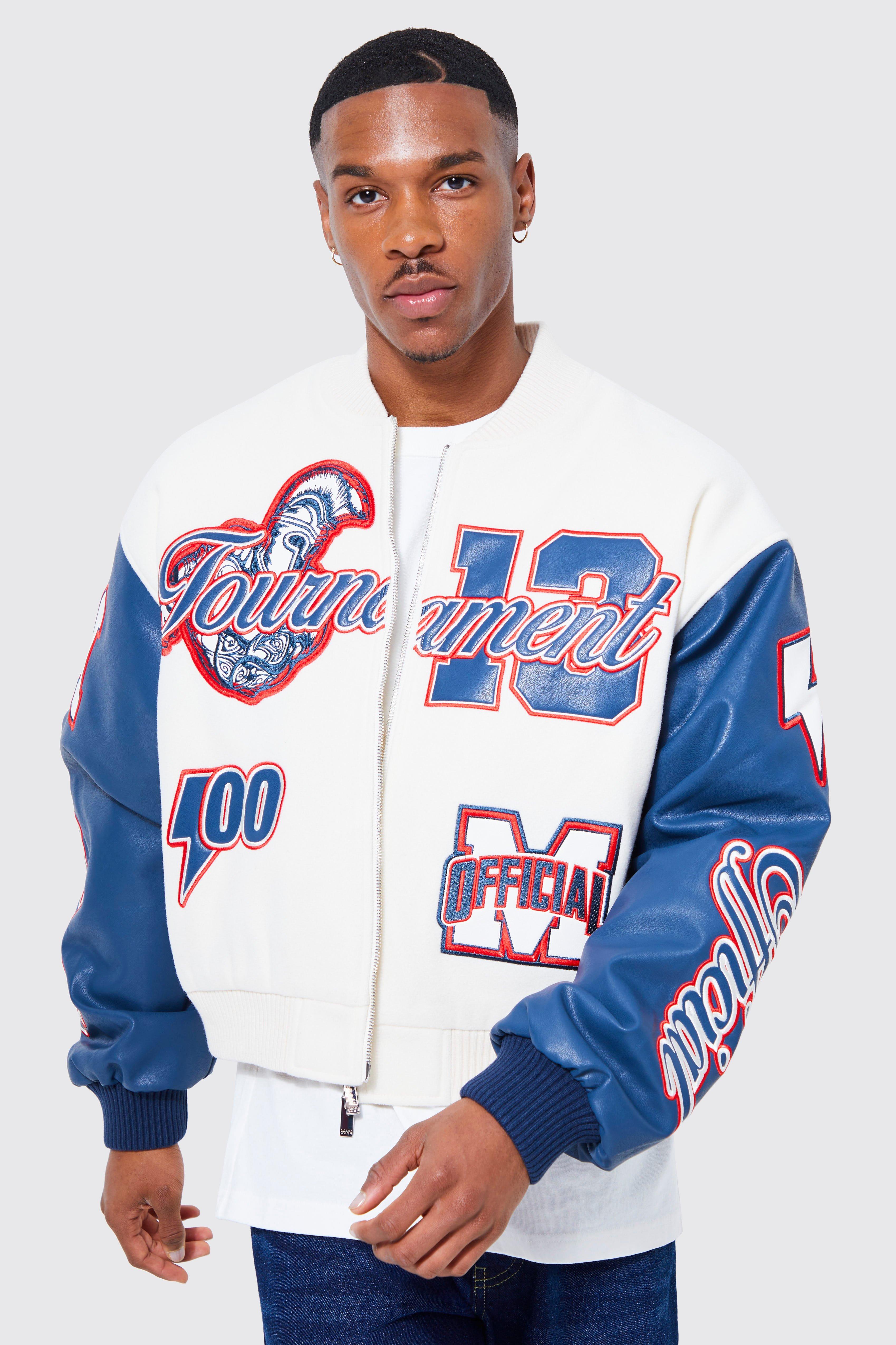 Boxy Melton Varsity Jacket