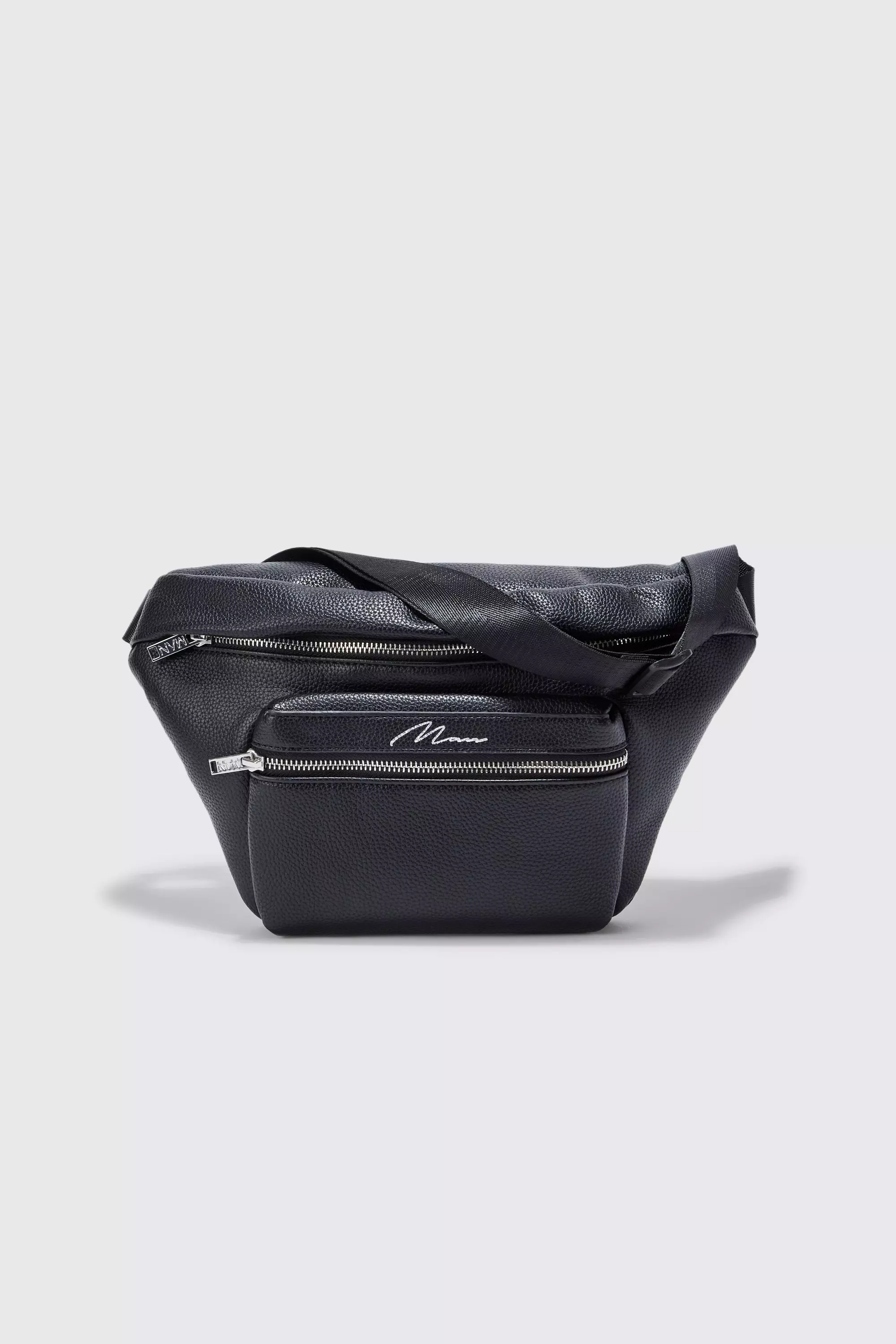 Man Signature Faux Leather Bum Bag boohooMAN IE
