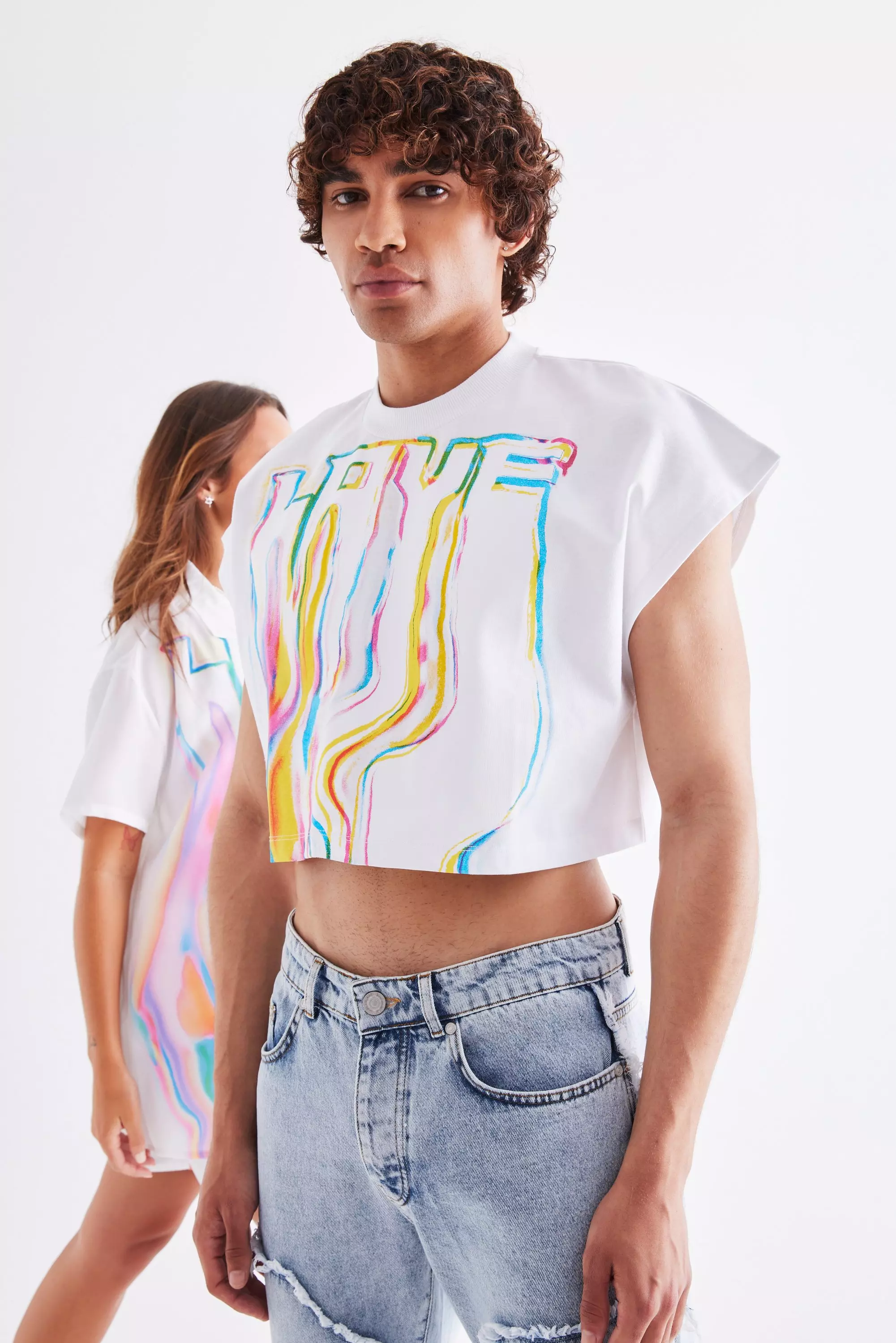 White Oversized Heavyweight Love Cropped Pride T-shirt alternative image