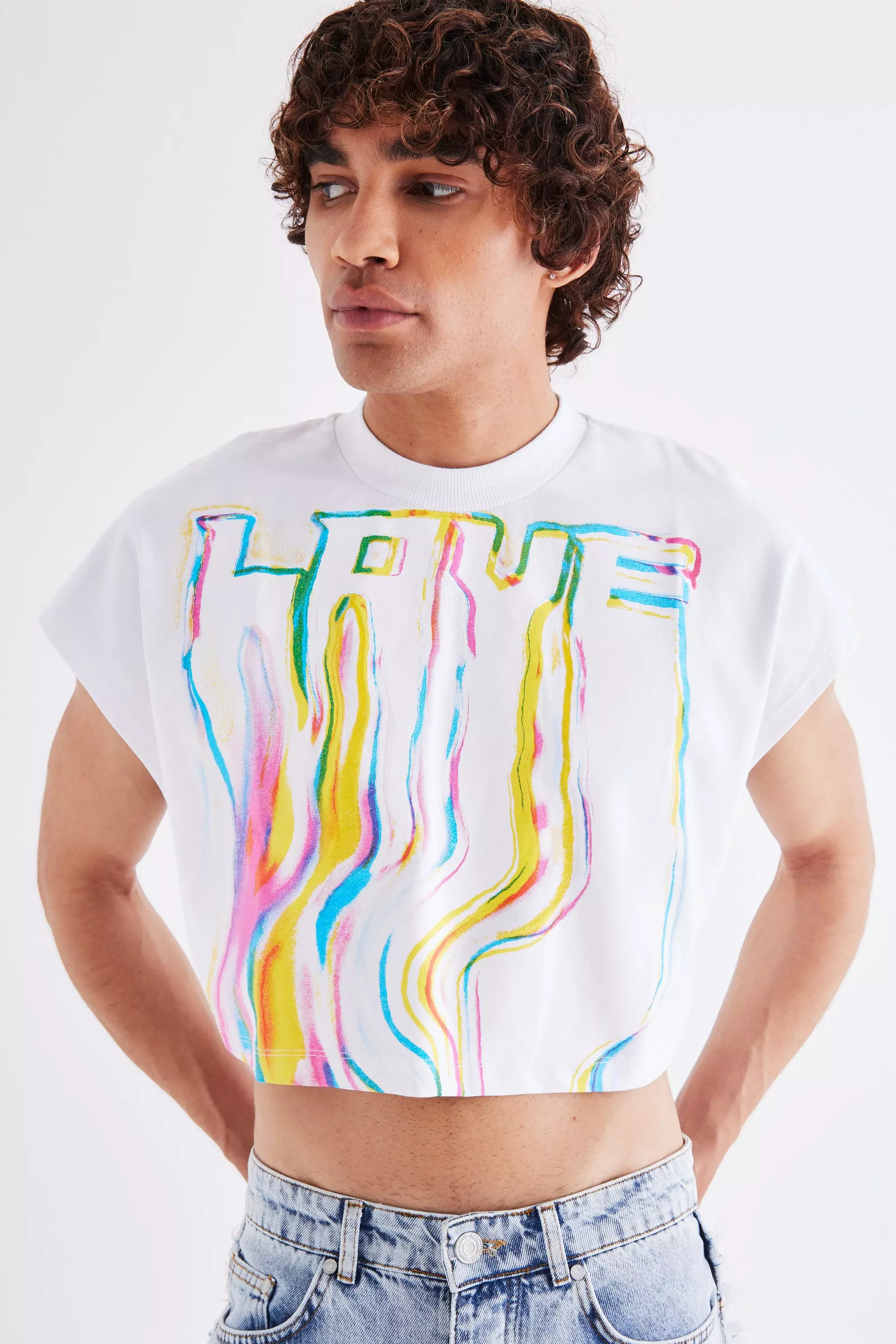 White Oversized Heavyweight Love Cropped Pride T-shirt alternative image