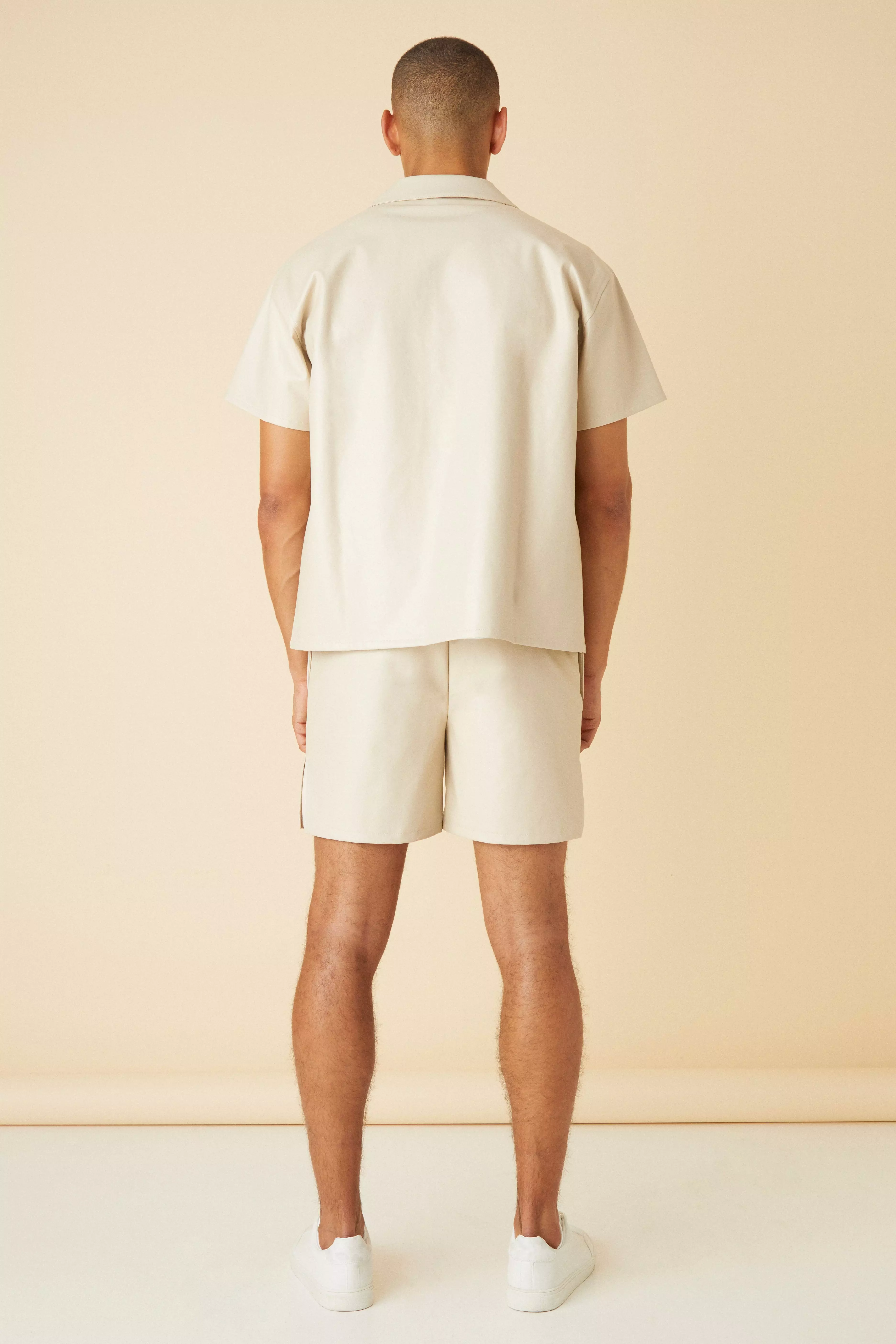Stone Gesplitste Shorts Met PU Elastische Tailleband alternatieve afbeelding