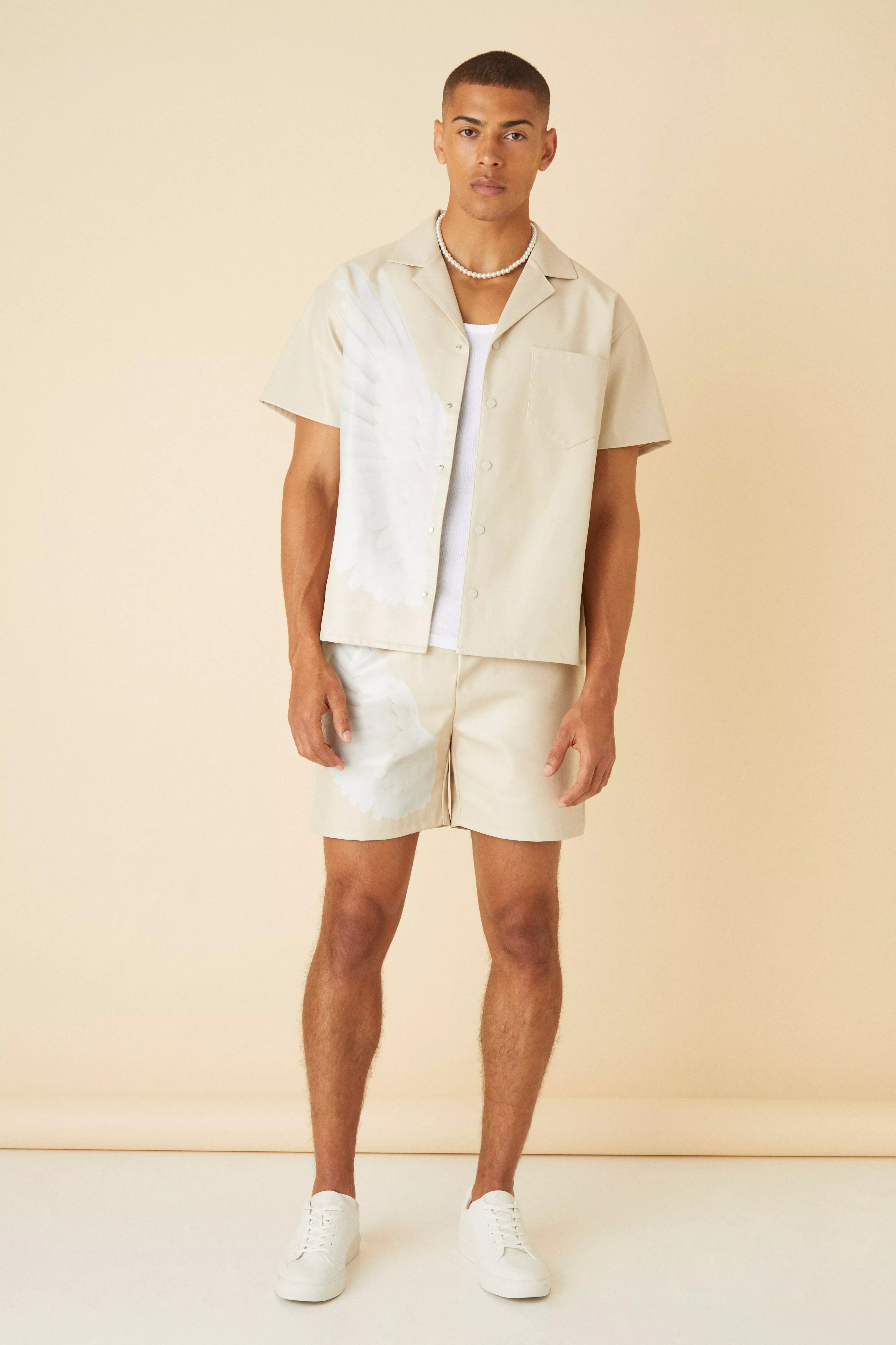 Stone Gesplitste Shorts Met PU Elastische Tailleband alternatieve afbeelding