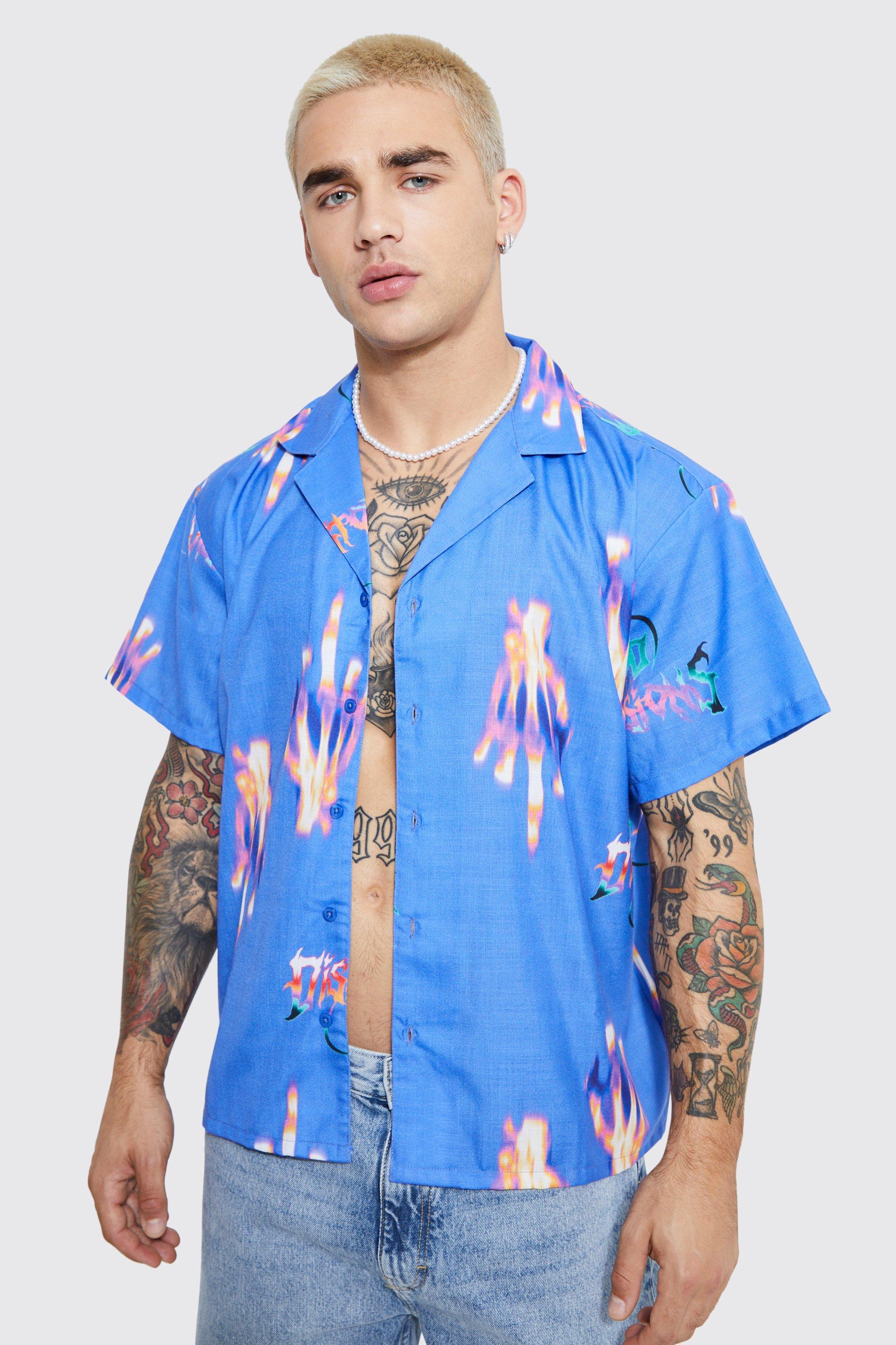 boohooMAN Men's Short Sleeve Denim Shirt