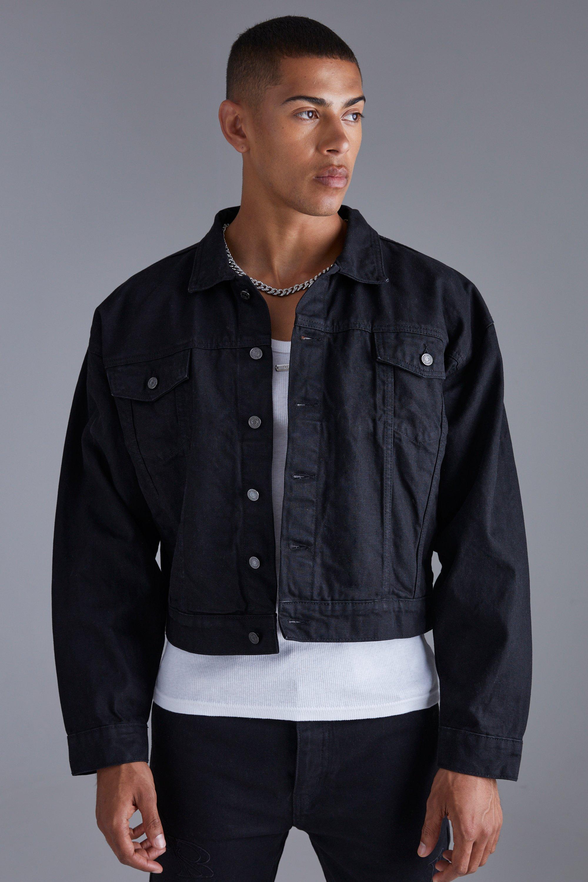 Black Coated Denim Jacket and Jeans Set boohooMAN UK