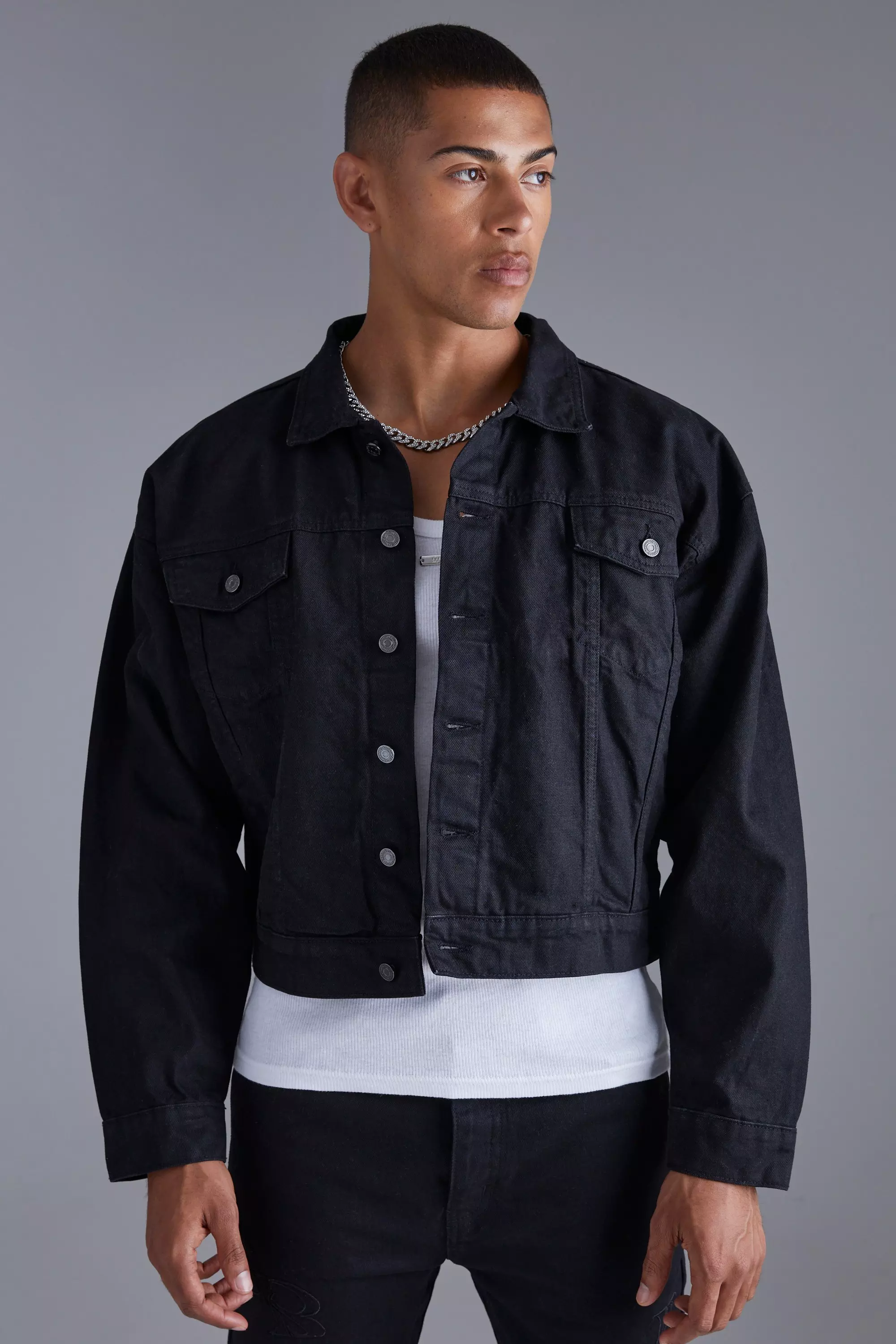 Boxy Fit Coated Denim Jacket