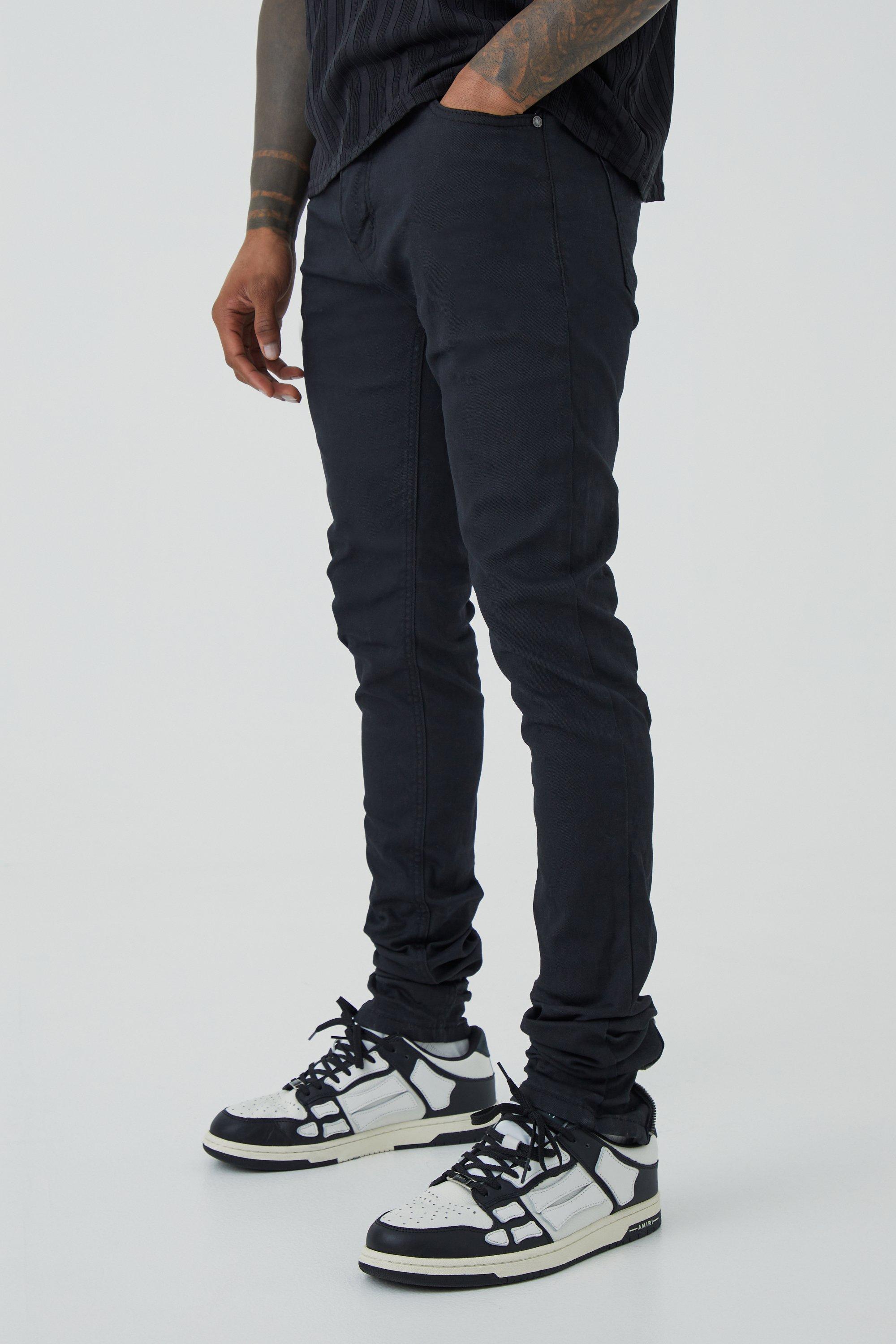 Black Stacked Skinny Jeans Met Rits En Gusset Detail