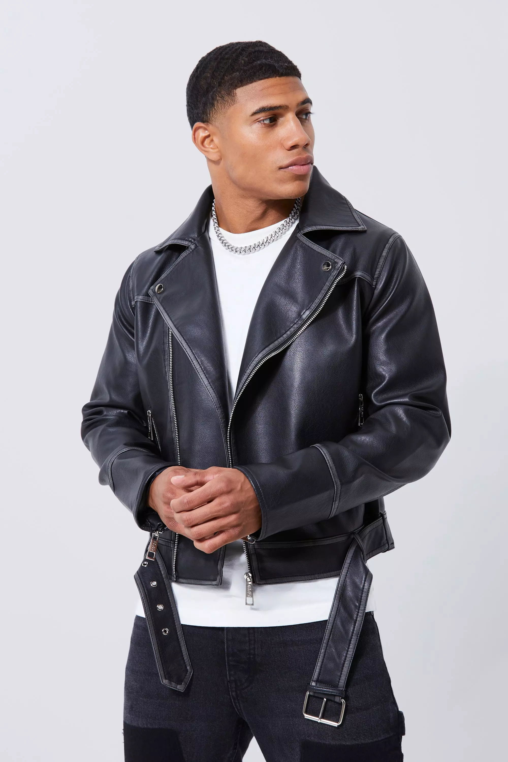 Kastige Vintage PU-Bikerjacke, Black alternatives Bild