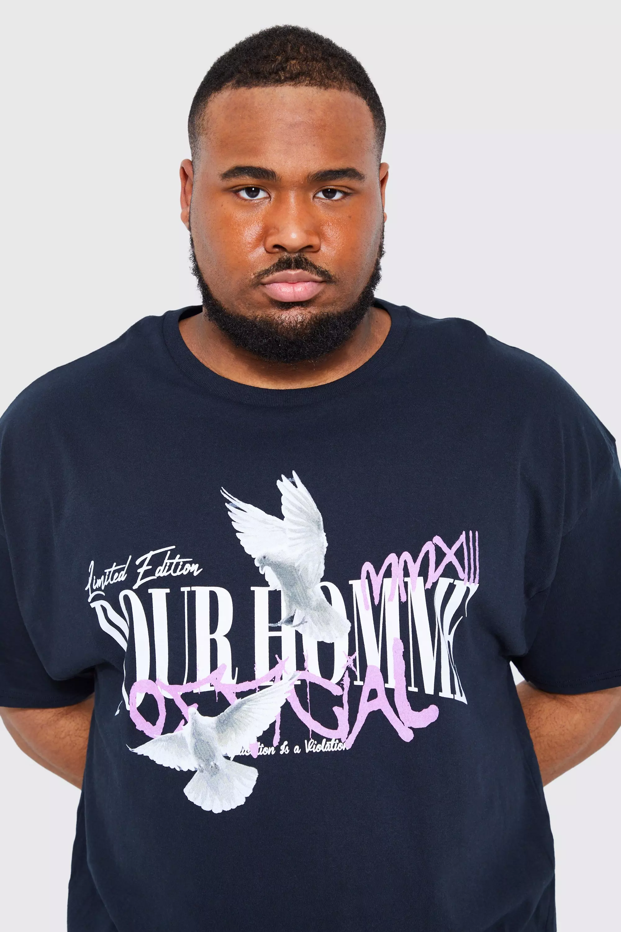 Plus Pour Homme Dove Graphic T-shirt | boohooMAN USA