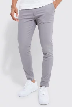 Grey Fixed Waist Skinny Chino Pants