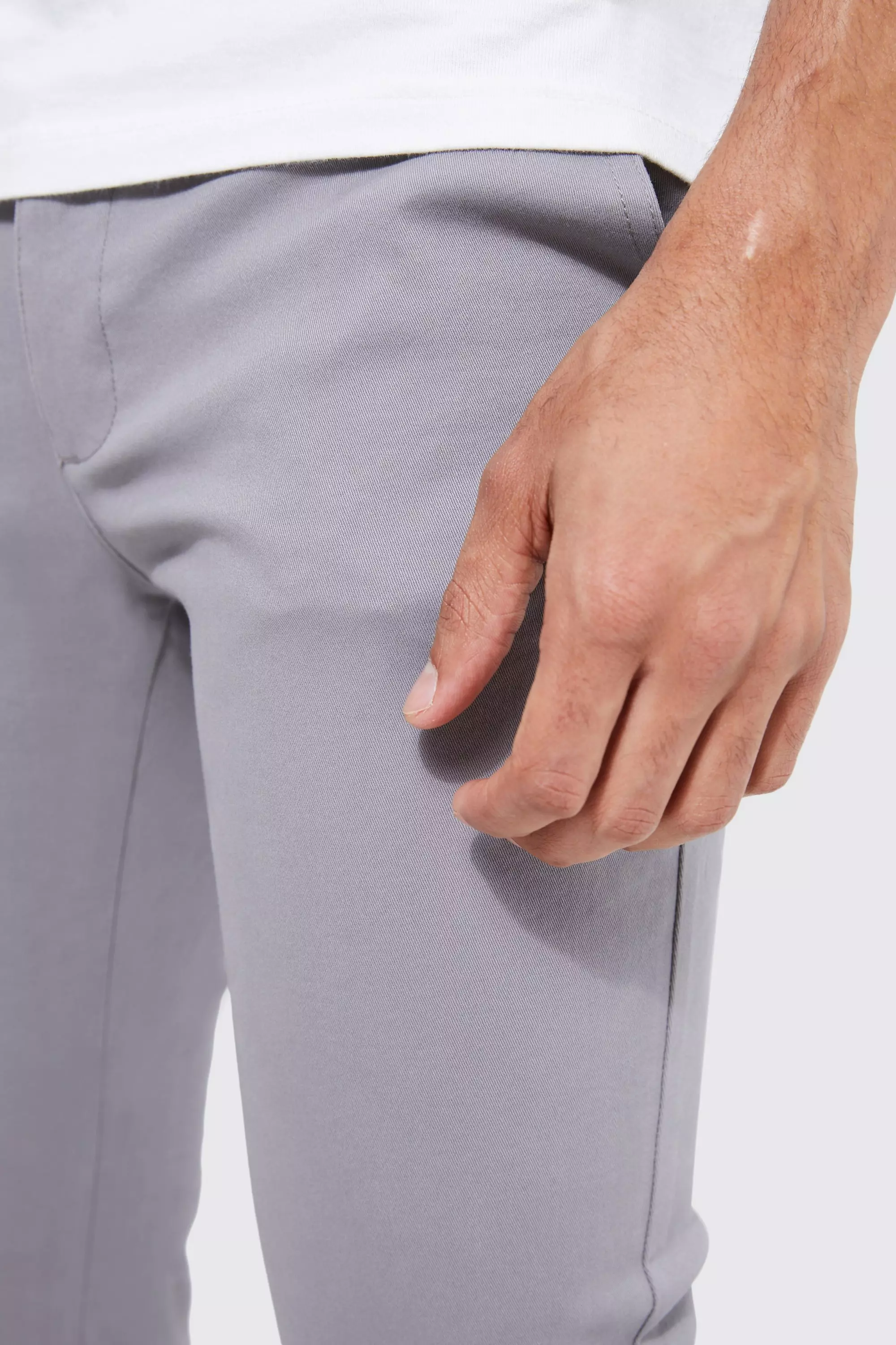 Grey Fixed Waist Skinny Chino Pants alternative image