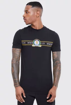 Black Man Gold Printed Muscle Fit T-shirt