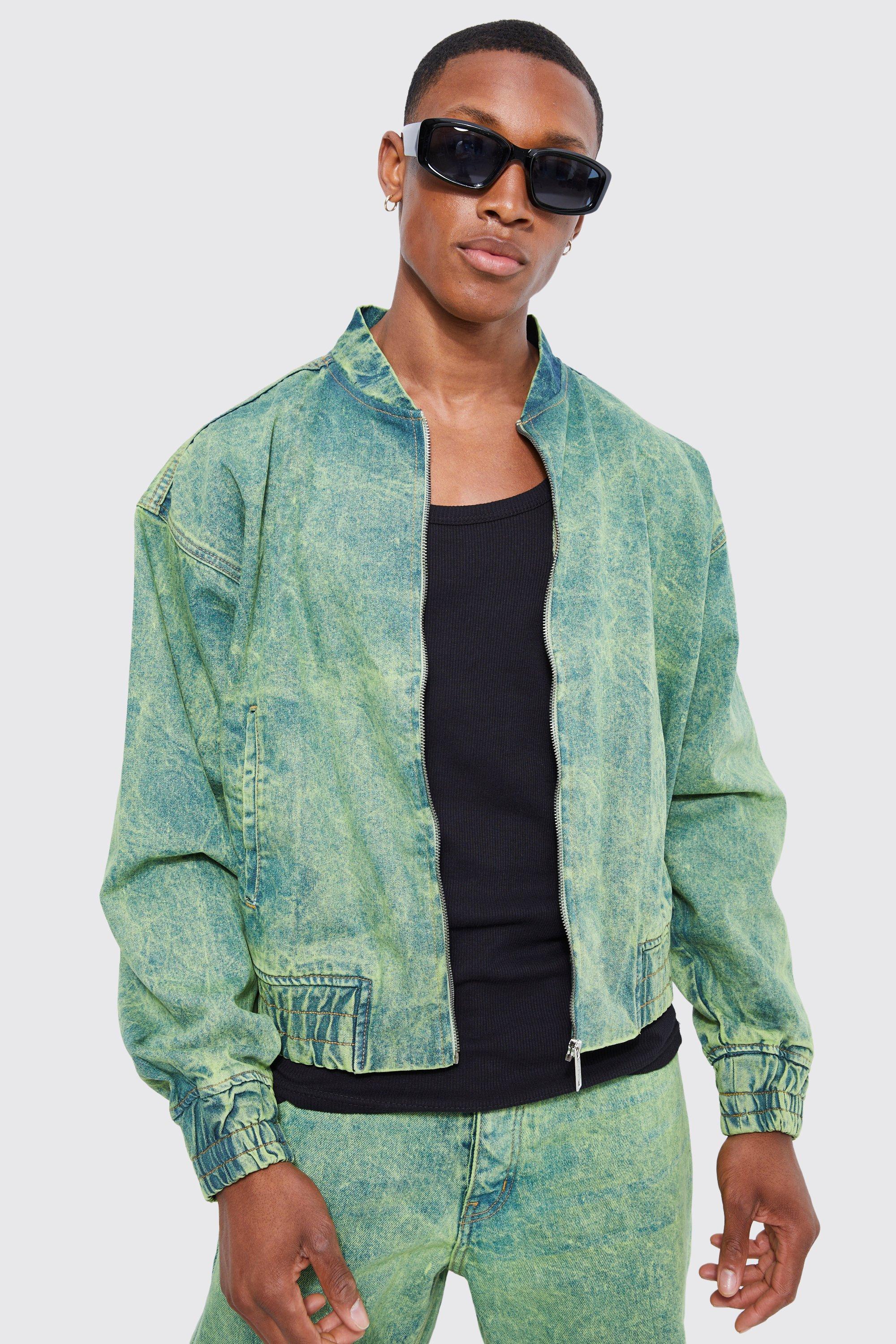 Mens acid wash hot sale denim jacket