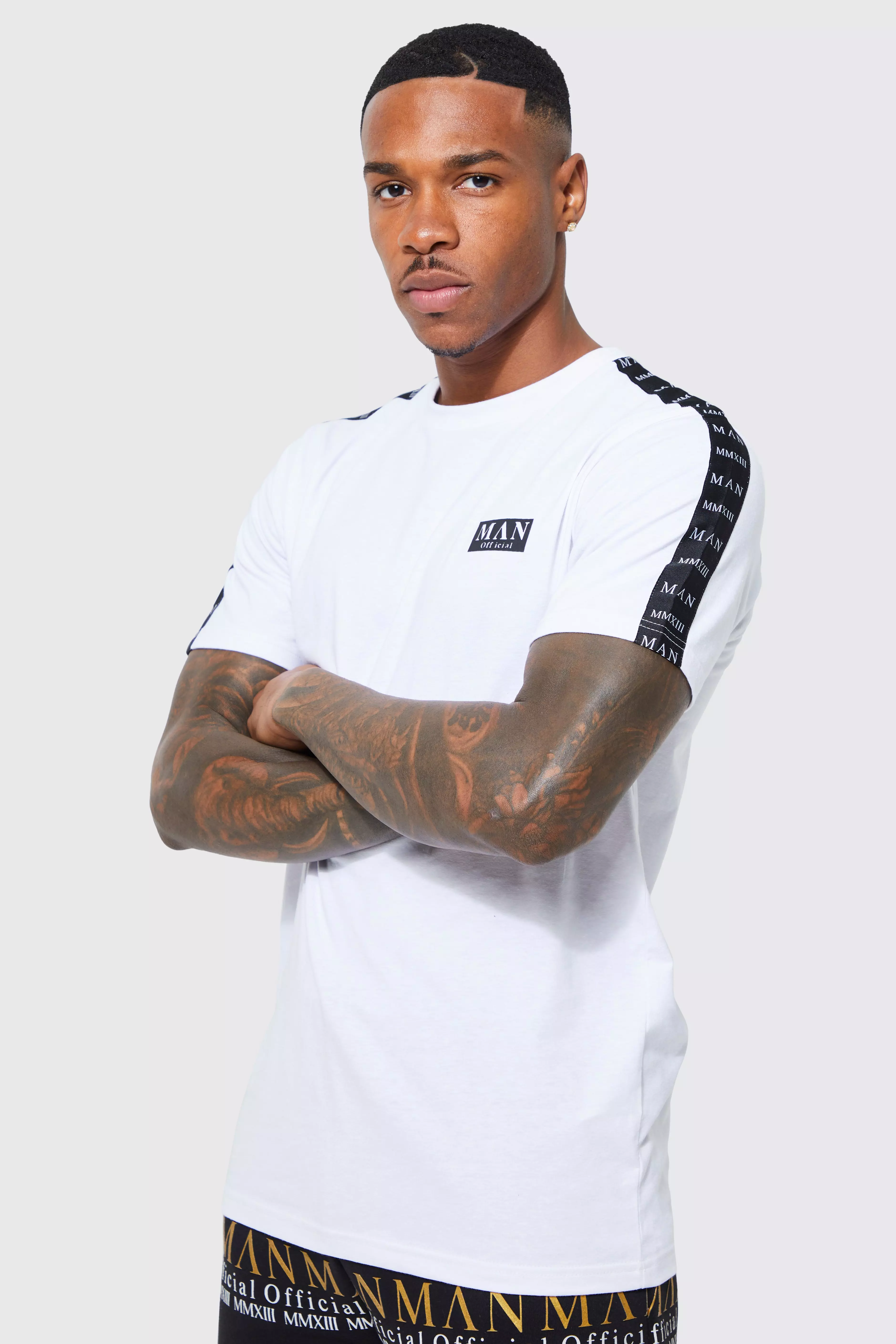 Man Gold Slim Fit Tape T-shirt White