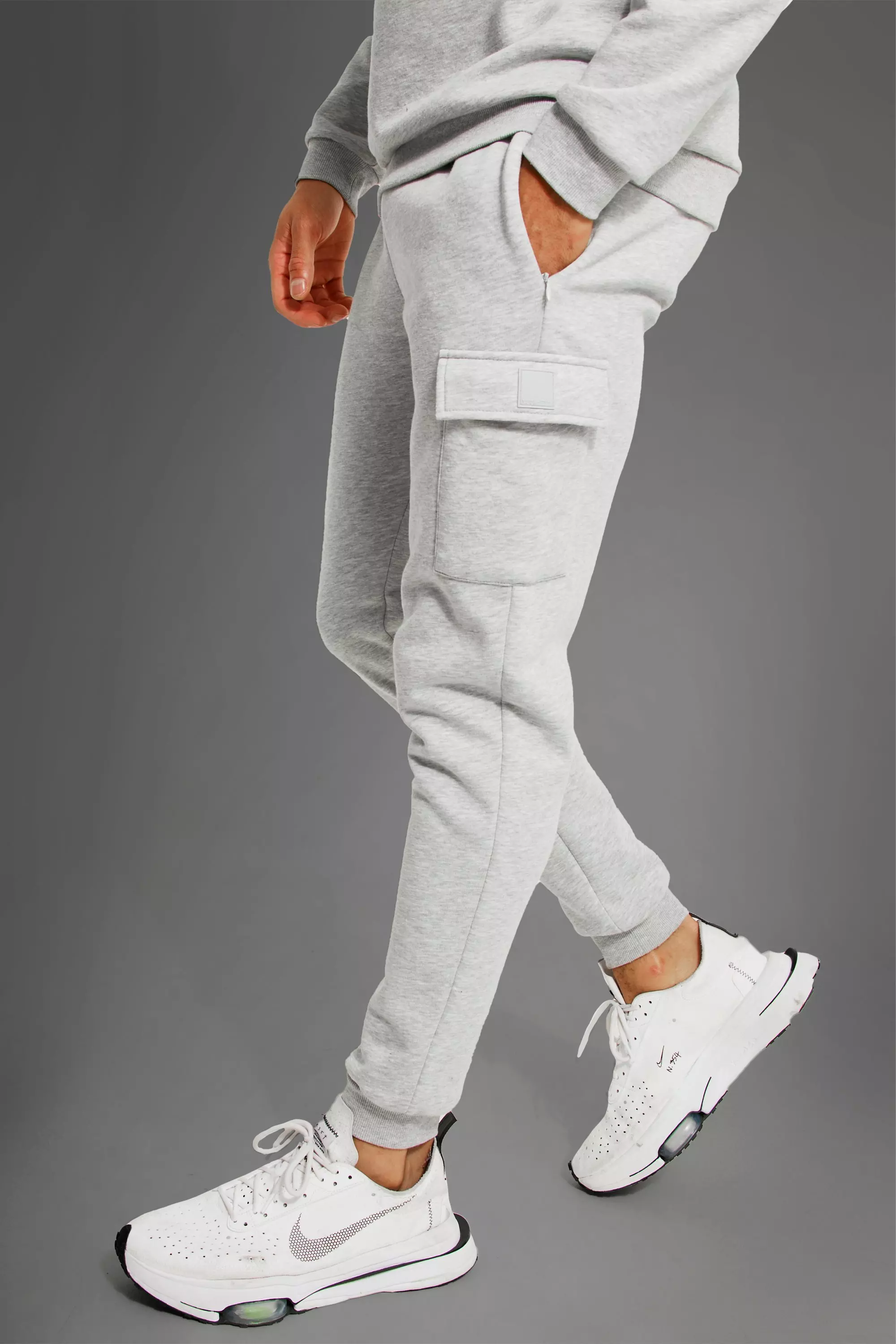 Man Active Gym Cargo Sweatpants Grey marl