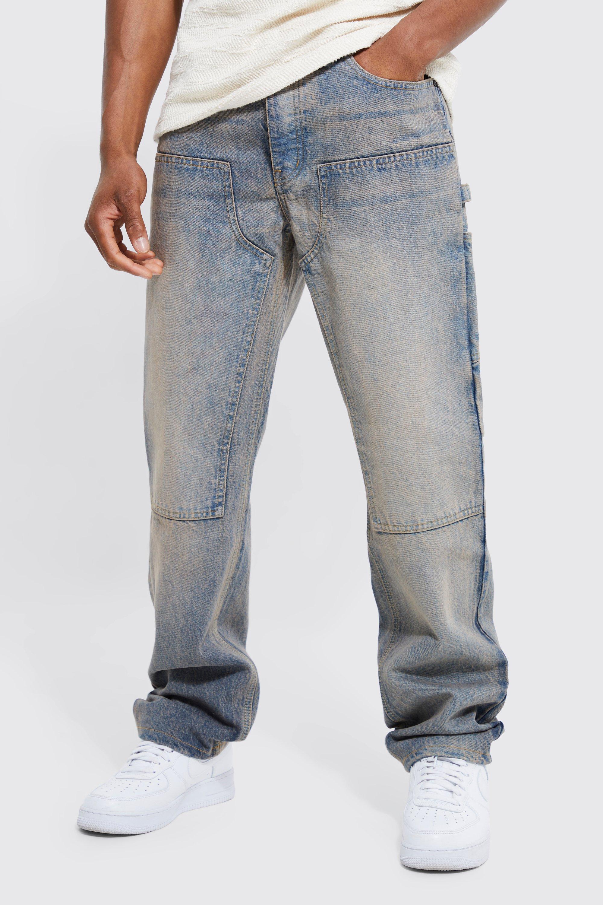 billetpris Imidlertid oversøisk Relaxed Rigid Carpenter Detail Jeans | boohooMAN UK