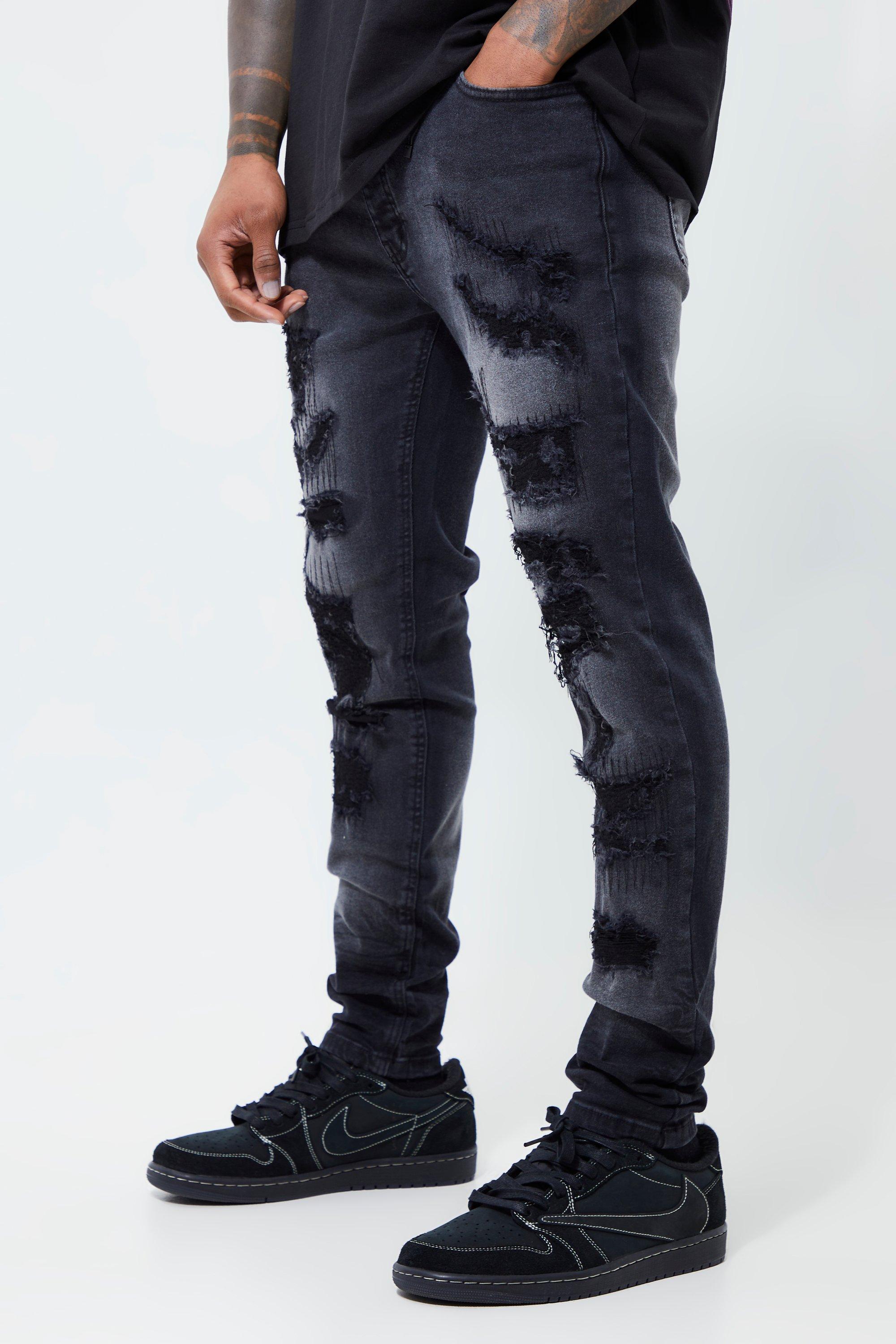 Overleve Inspirere mode Skinny Stretch All Over Ripped Jeans | boohooMAN USA