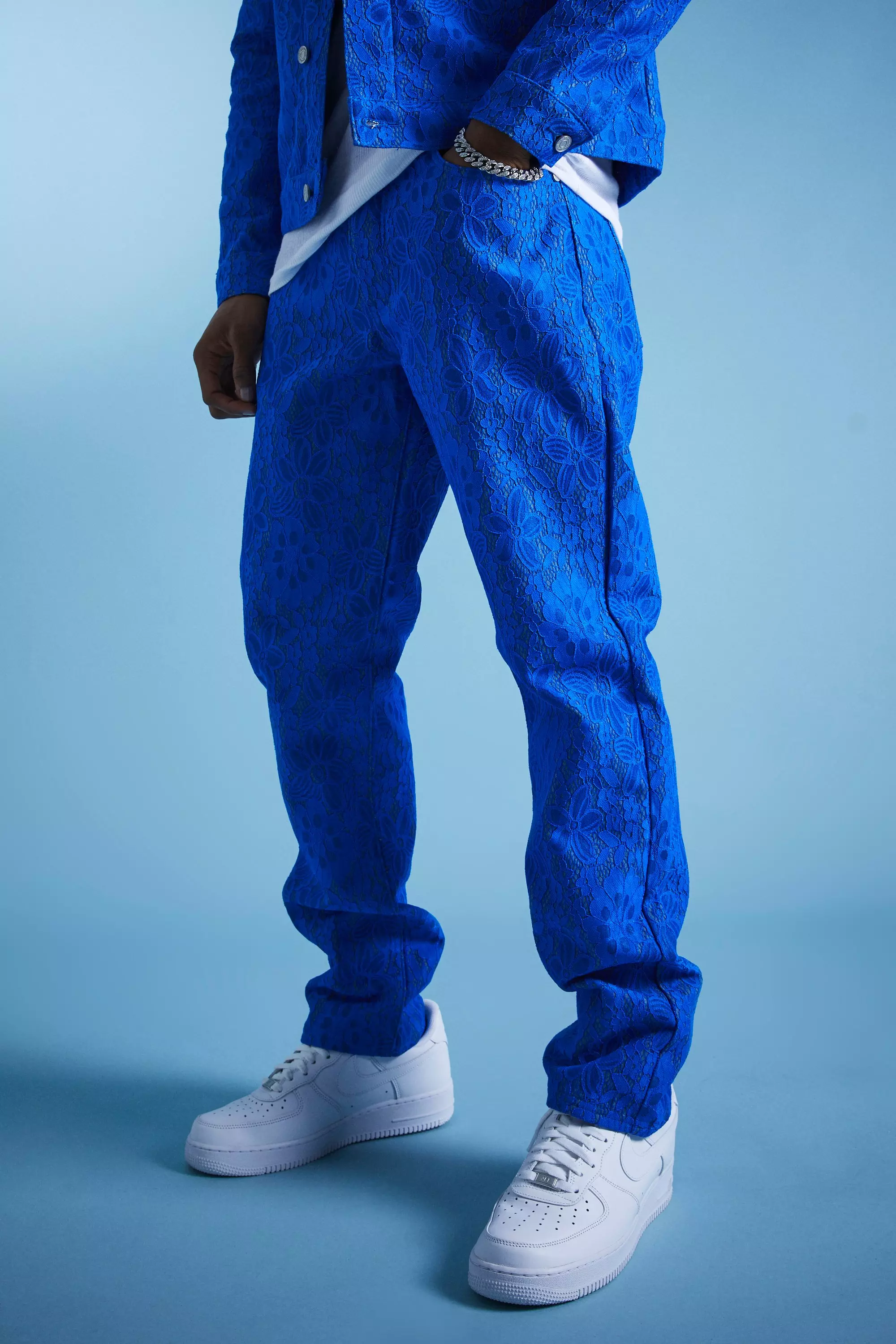 Antique Blue Lace Denim Jacket and Jeans Set alternative image