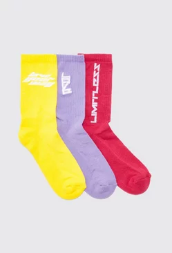 3 Pack Love Embroidered Pride Socks Multi