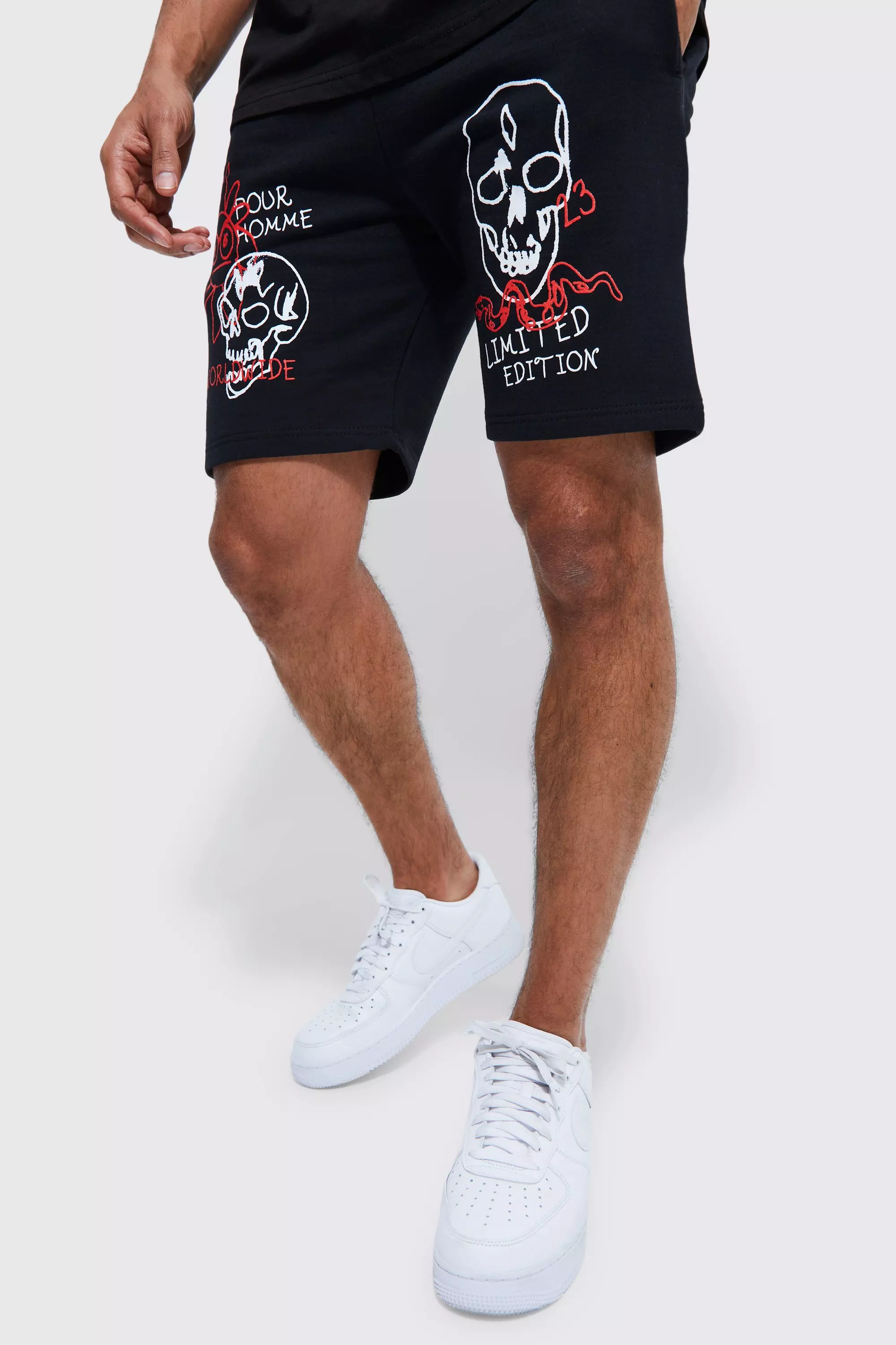 ★関税込★GRAFFITIONMIND★GRAFF PRINT SWEAT SHORTS★ GRAFF PRINT SWEAT SHORTS (BLACK) - GRAFFITIONMIND