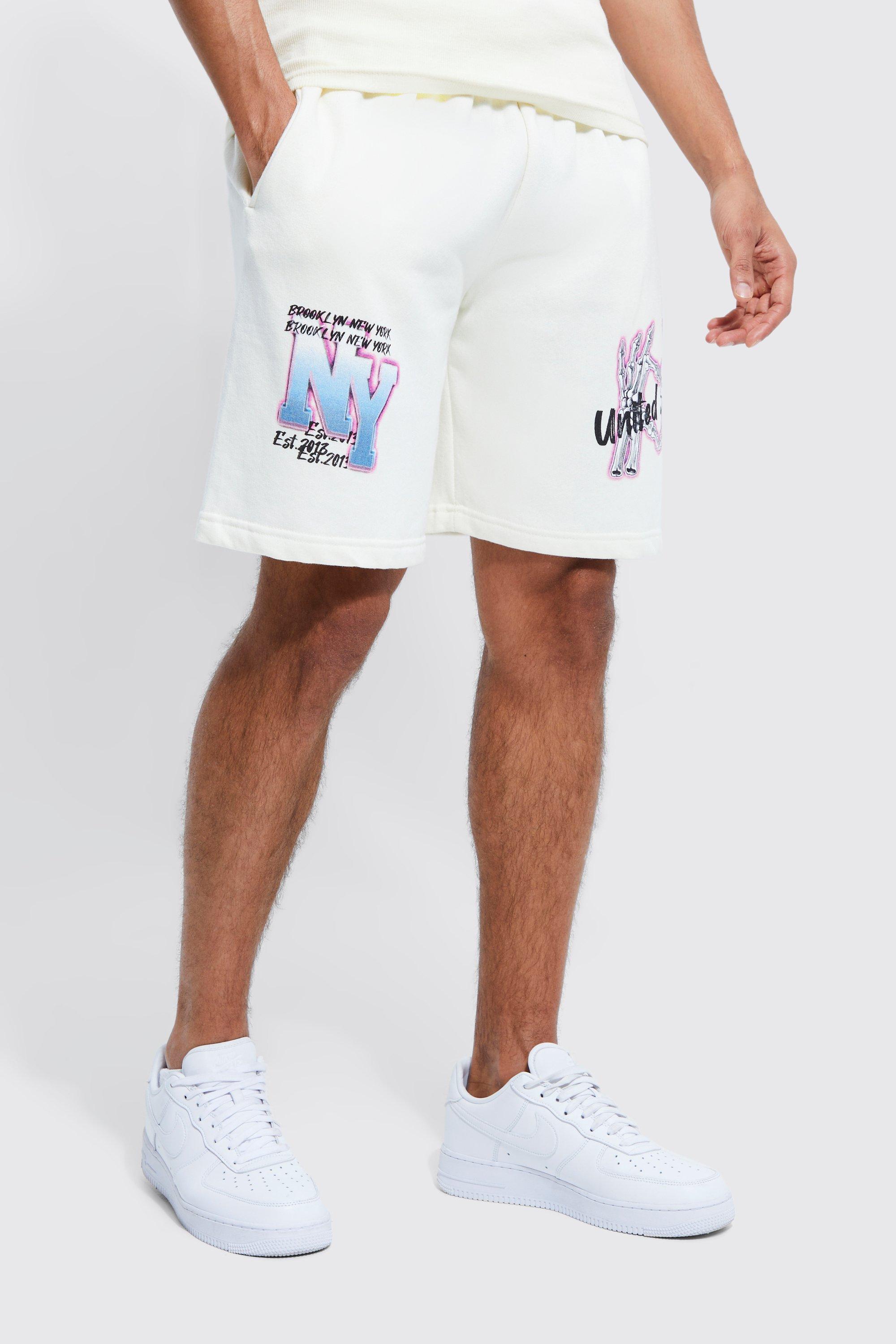 Loose Fit Graffiti Graphic Sweat Shorts | boohooMAN USA