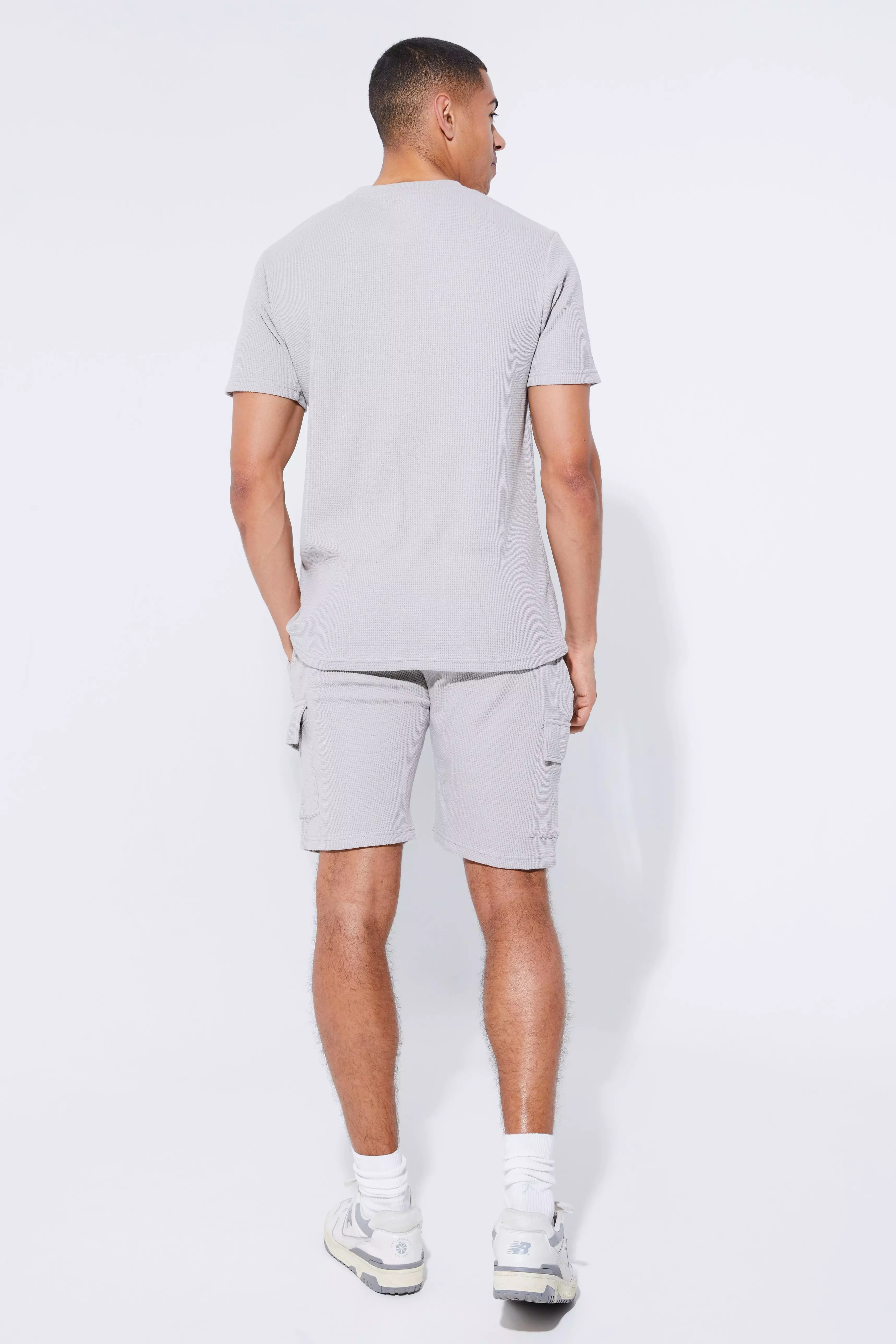 Light grey Slim Waffle T-shirt & Cargo Short Set alternative image