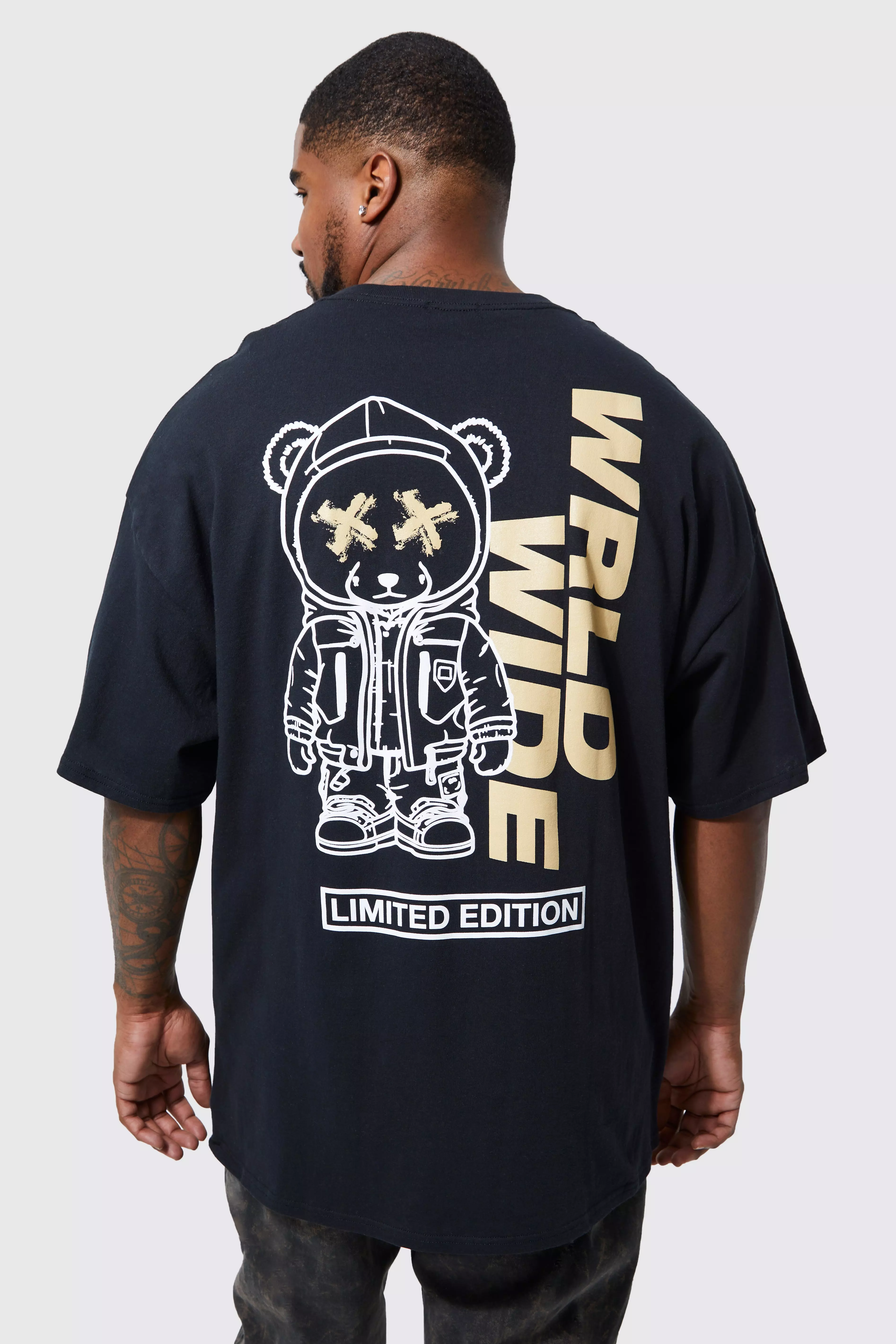 Plus Space Teddy Graphic T-shirt Black