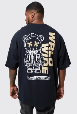 Plus Space Teddy Graphic T-shirt Black