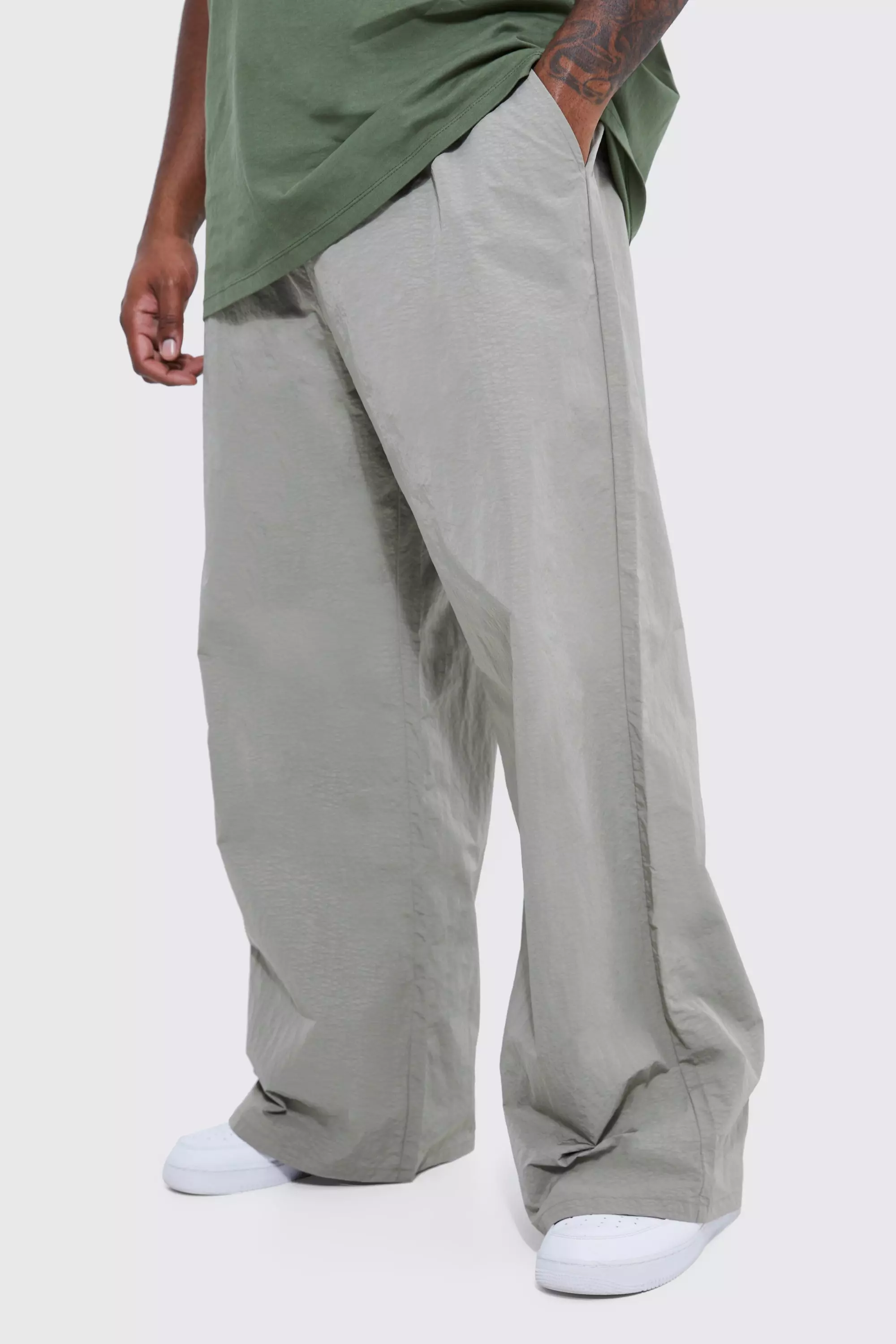 Plus Elastic Heavyweight Crinkle Pants Charcoal