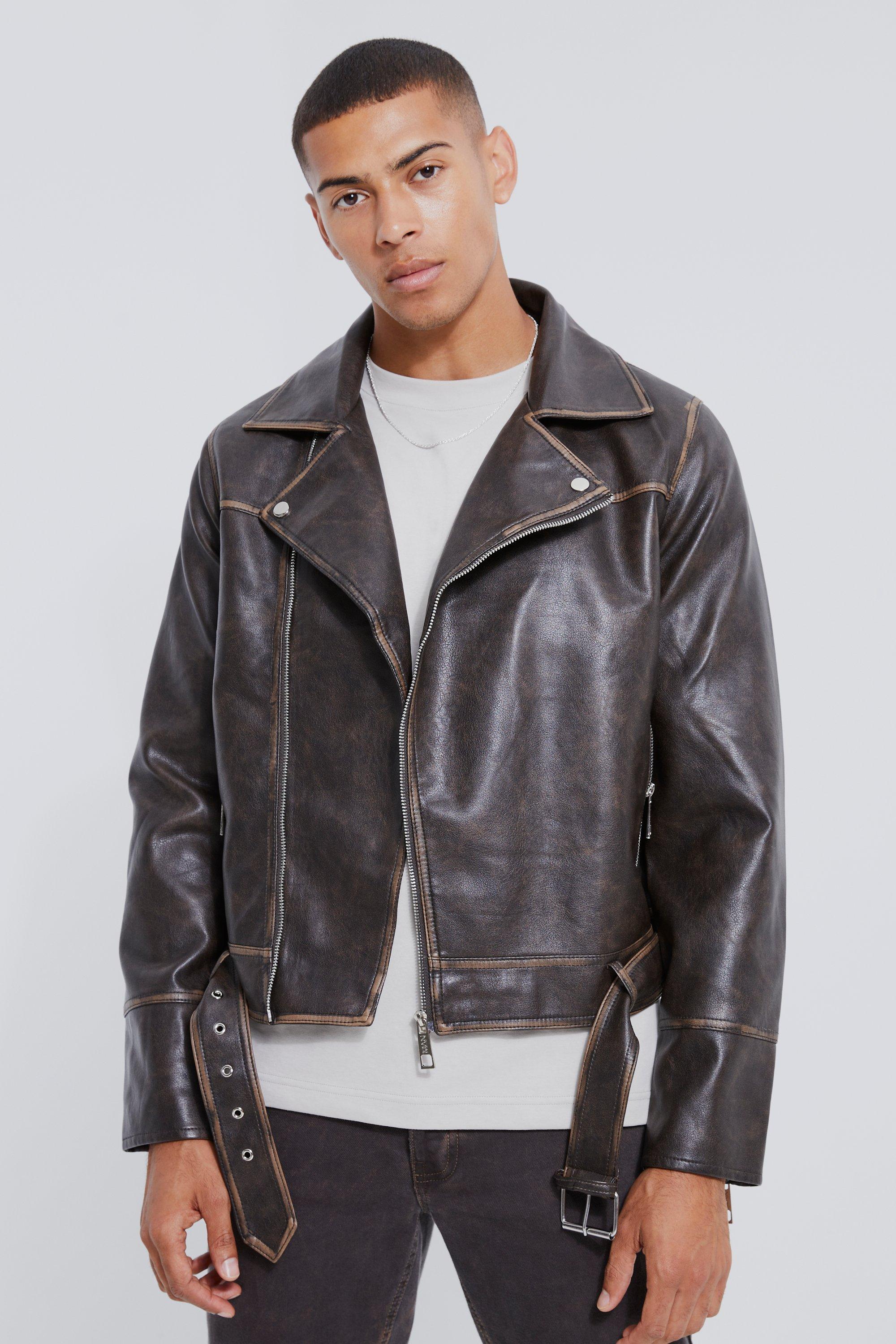 ASOS Collarless Biker Jacket In Jersey With Asymmetric Zip in Gray for Men