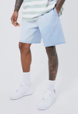 Relaxed Fit Bleached Denim Shorts Light blue