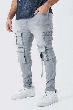 Plus Skinny Stretch Multi Pocket Cargo Jeans | boohooMAN USA