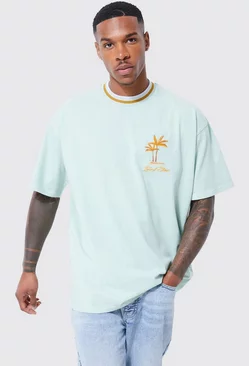 Sage Green Oversized Extended Neck T-shirt