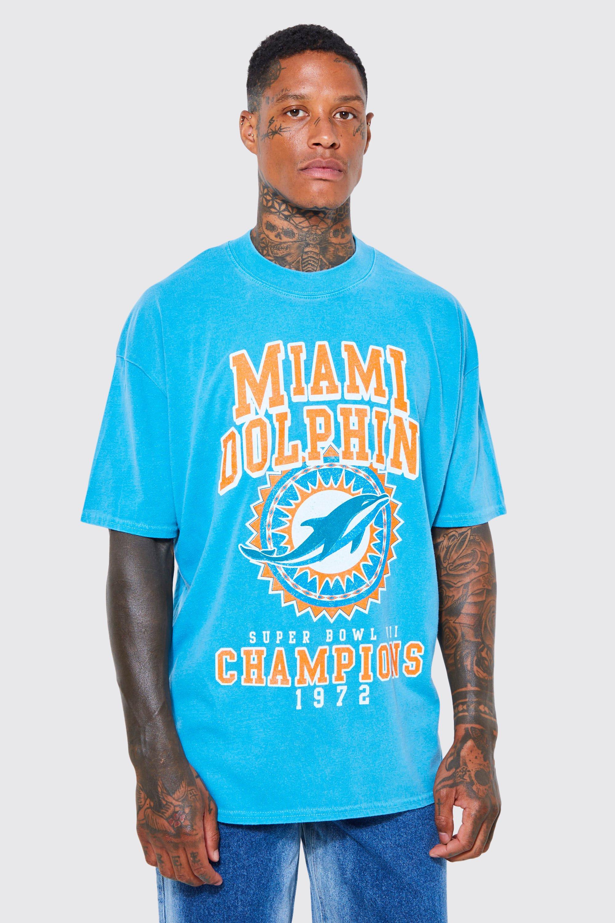 Oversized Nfl Miami Dolphins Overdyed T-shirt | boohooMAN