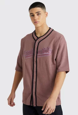 Oversized Worldwide Baseball Shirt Mauve