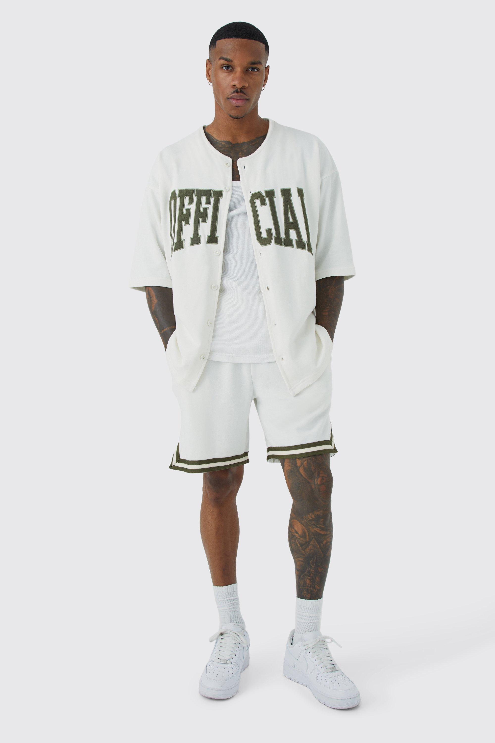 boohooMAN Oversized Official Baseball Polo and Short Set