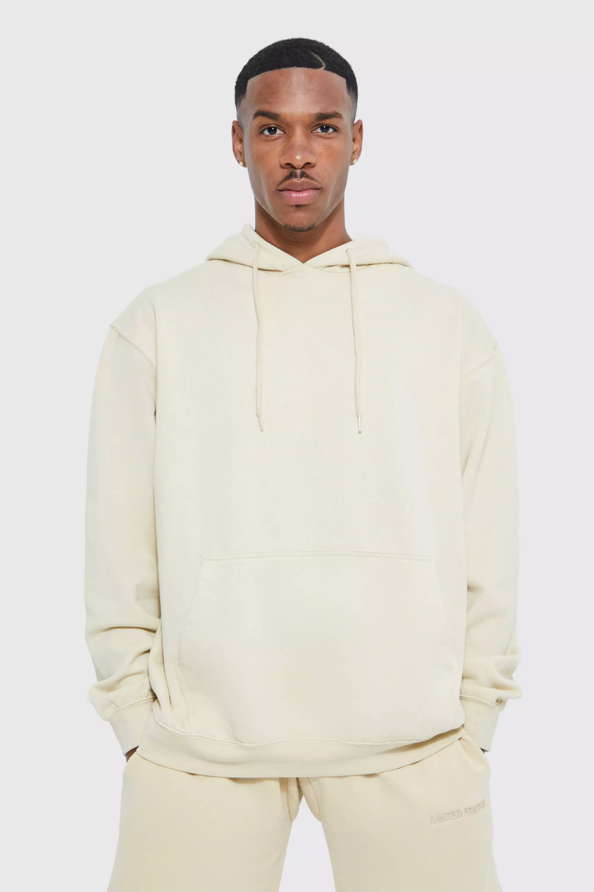 Boohooman beige hoodie sale