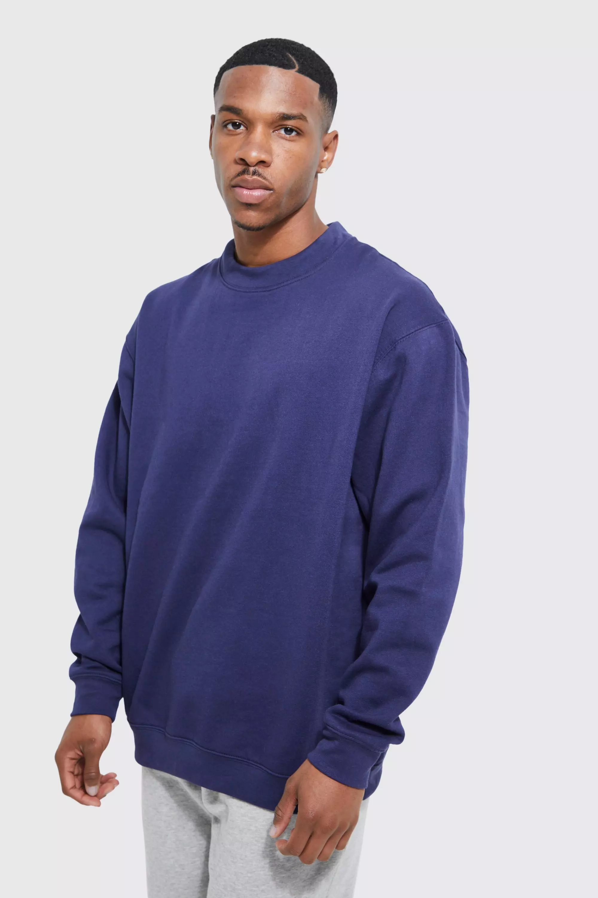 Oversized Extended Neck Sweatshirt Navy