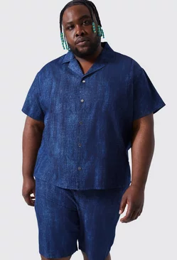 Blue Plus Fabric Interest Denim Shirt