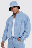 Light blue Boxy Fit Fabric Interest Jean Jackets