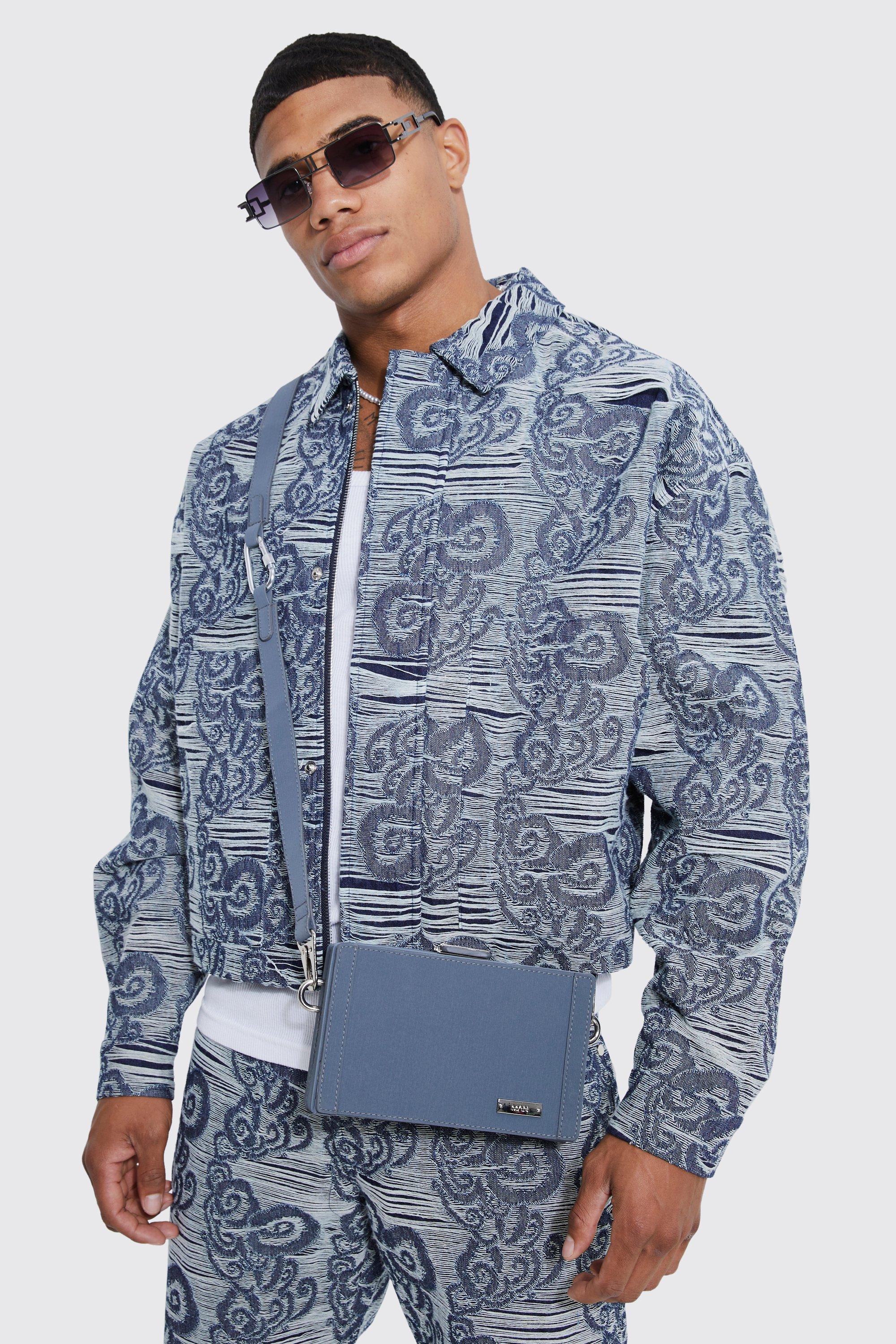 Dark blue Boxy Fit Fabric Interest Denim Jacket