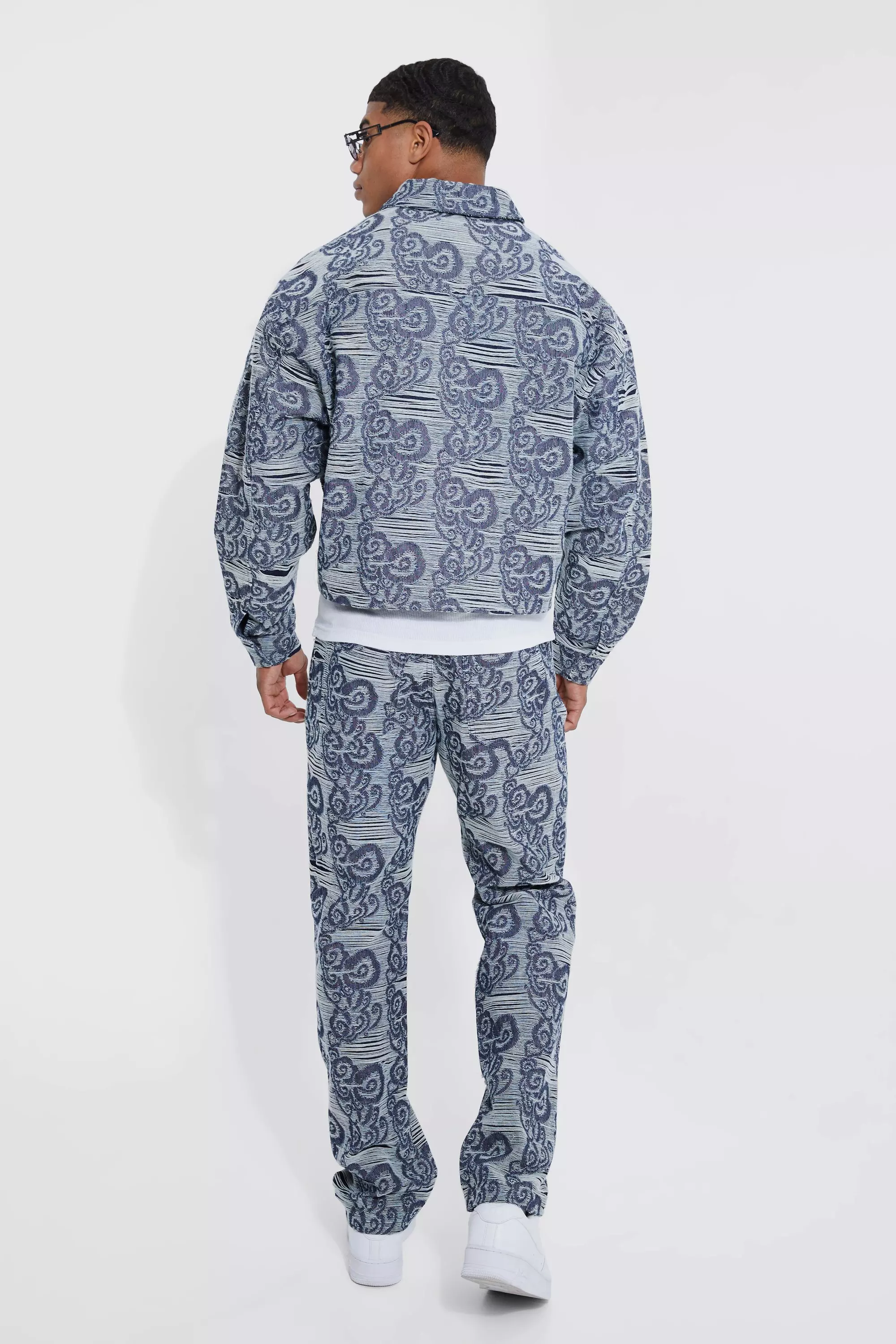 Dark blue Boxy Fit Fabric Interest Denim Jacket alternative image