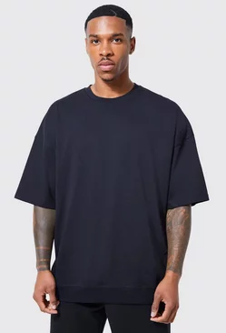 Oversized Ribbed Hem T-shirt Black