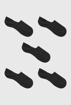 Black 5 Pack Plain Invisible Socks