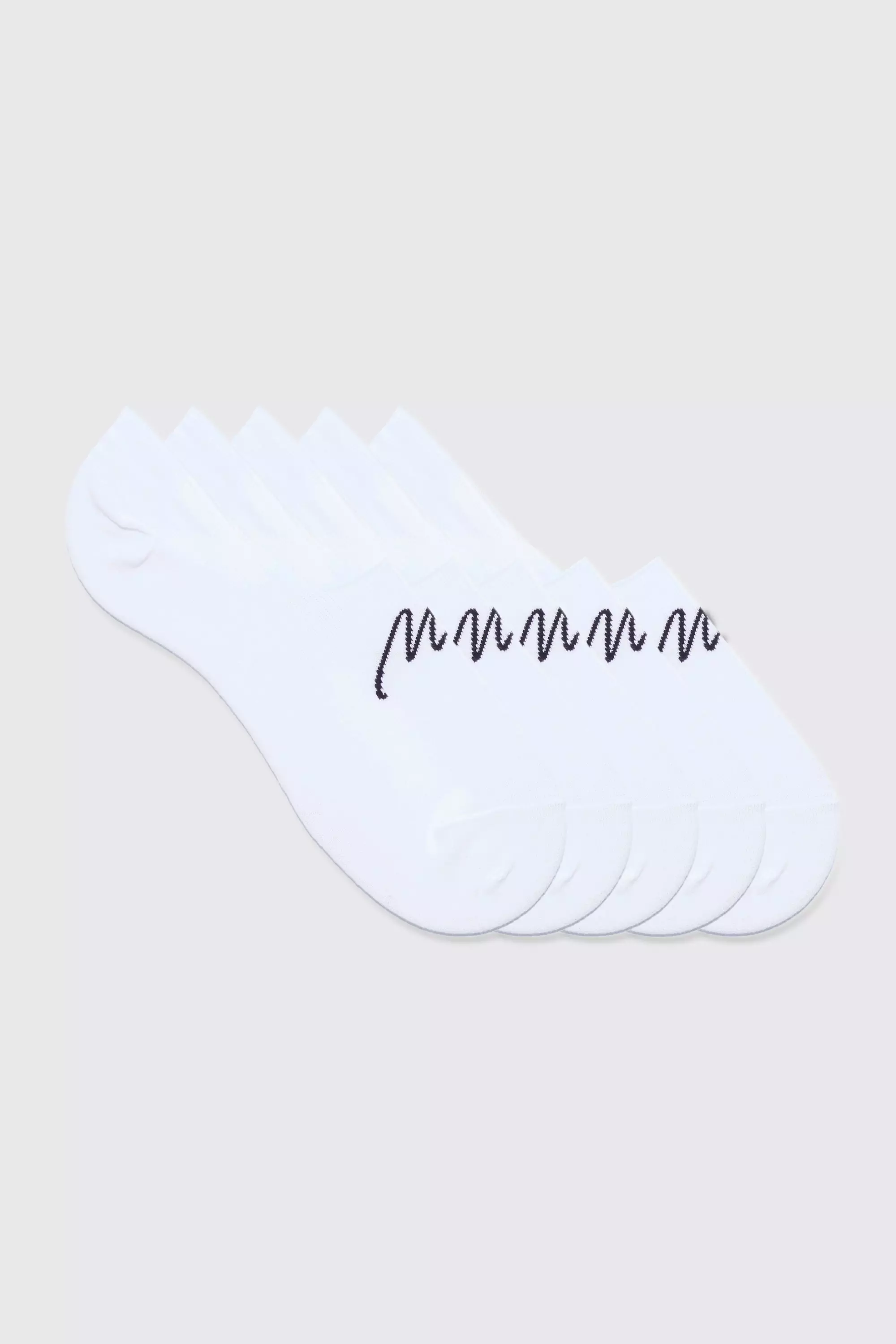White 5 Pack Man Signature Invisible Socks alternatieve afbeelding