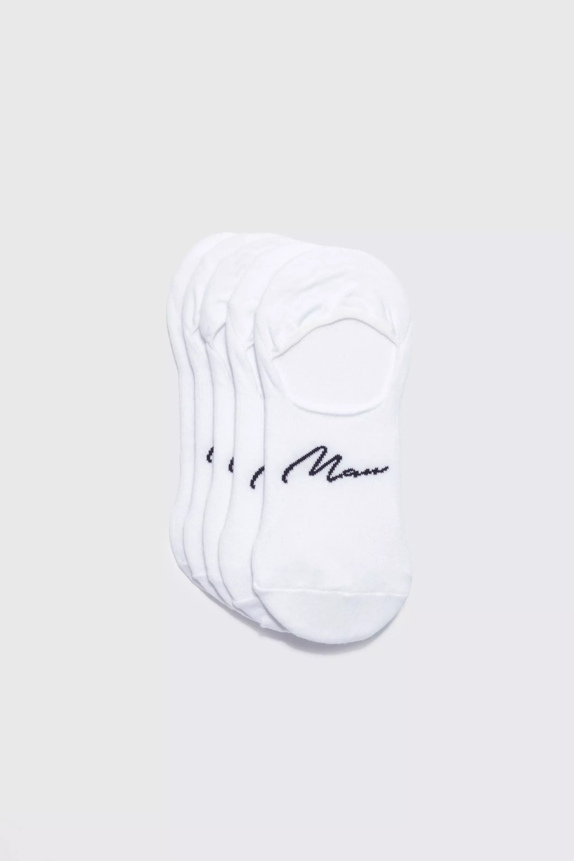 White 5 Pack Man Signature Invisible Socks alternatieve afbeelding
