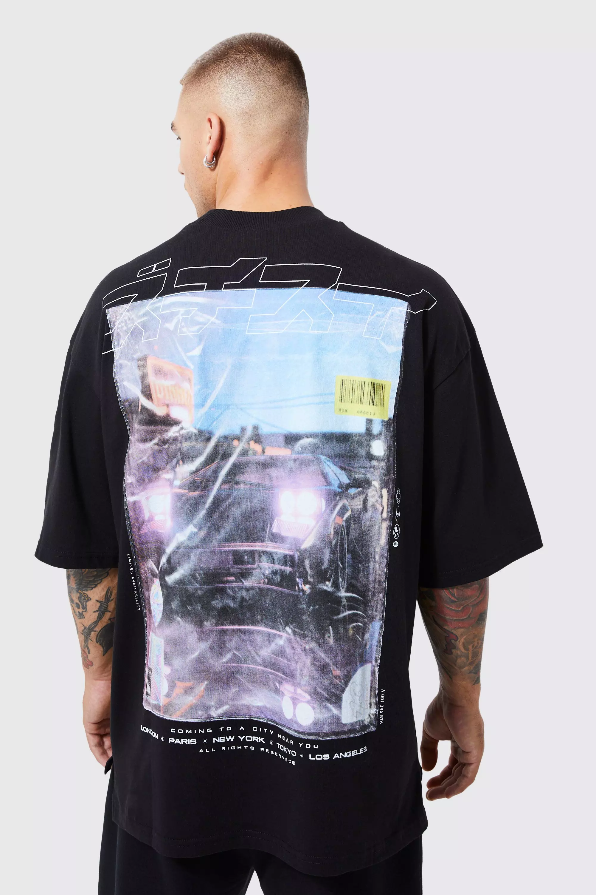 Oversized Photographic Print T-shirt Black