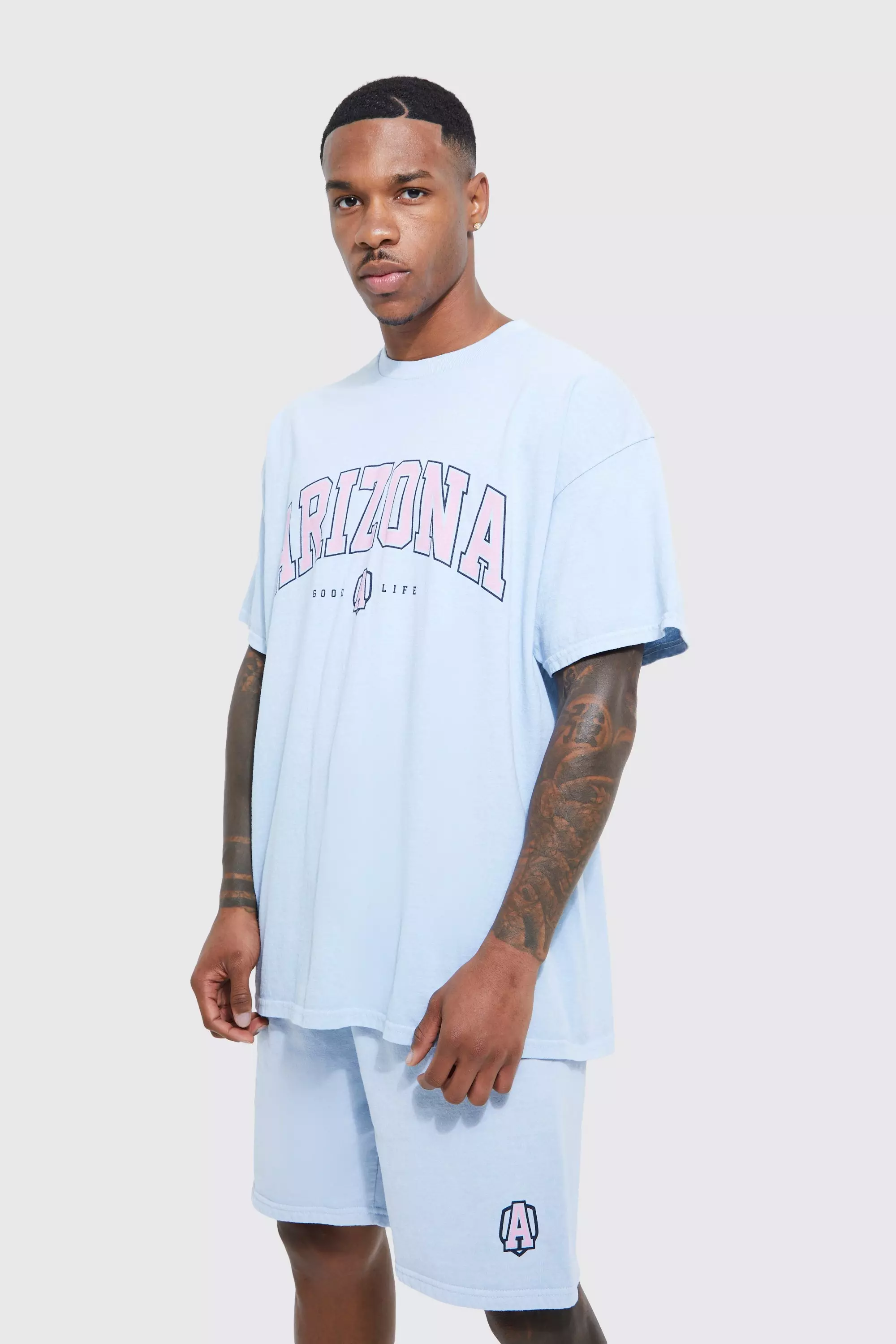 Oversized Overdyed Arizona T-shirt Set Light blue